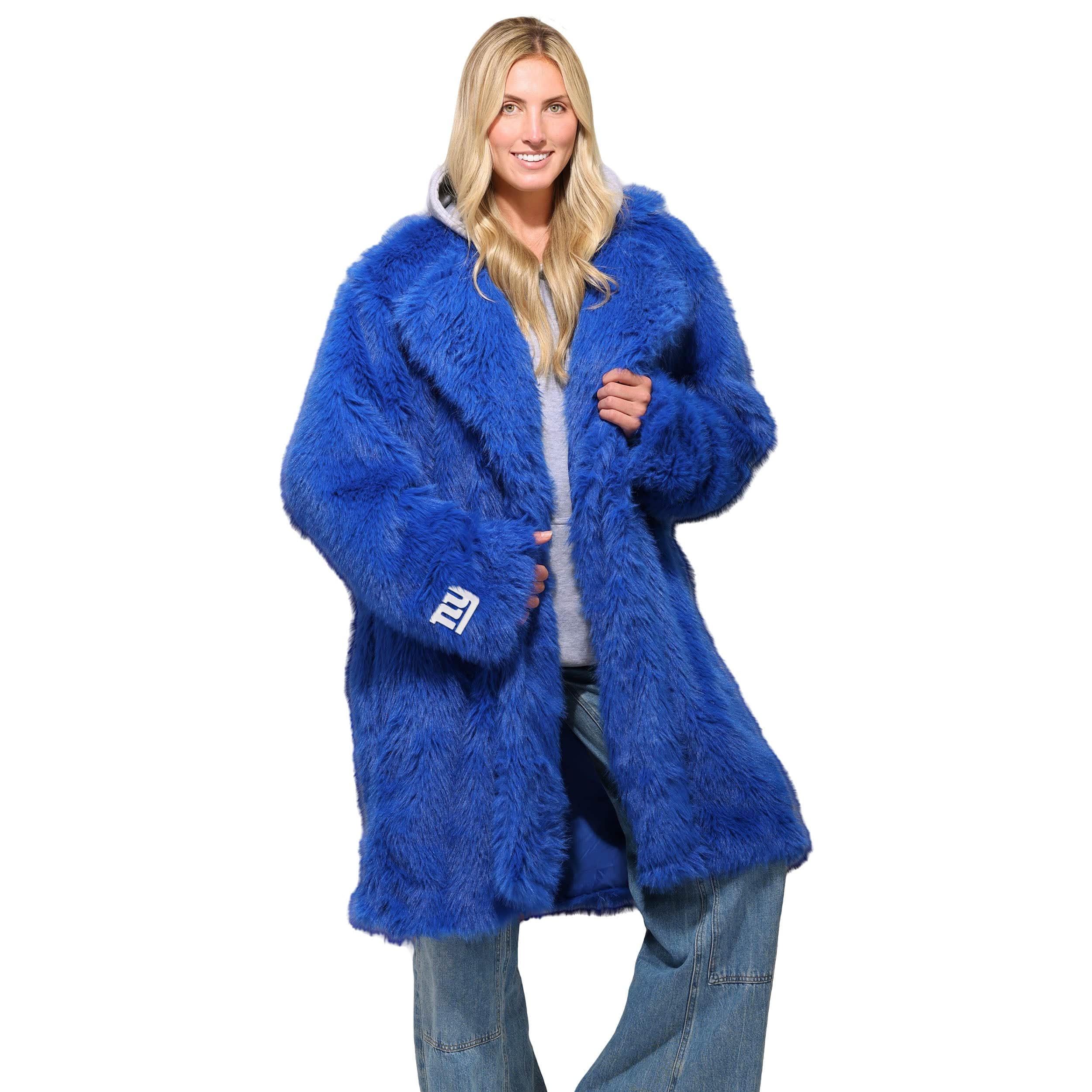 New York Giants NFL Faux Fur Long Jacket - Image 2