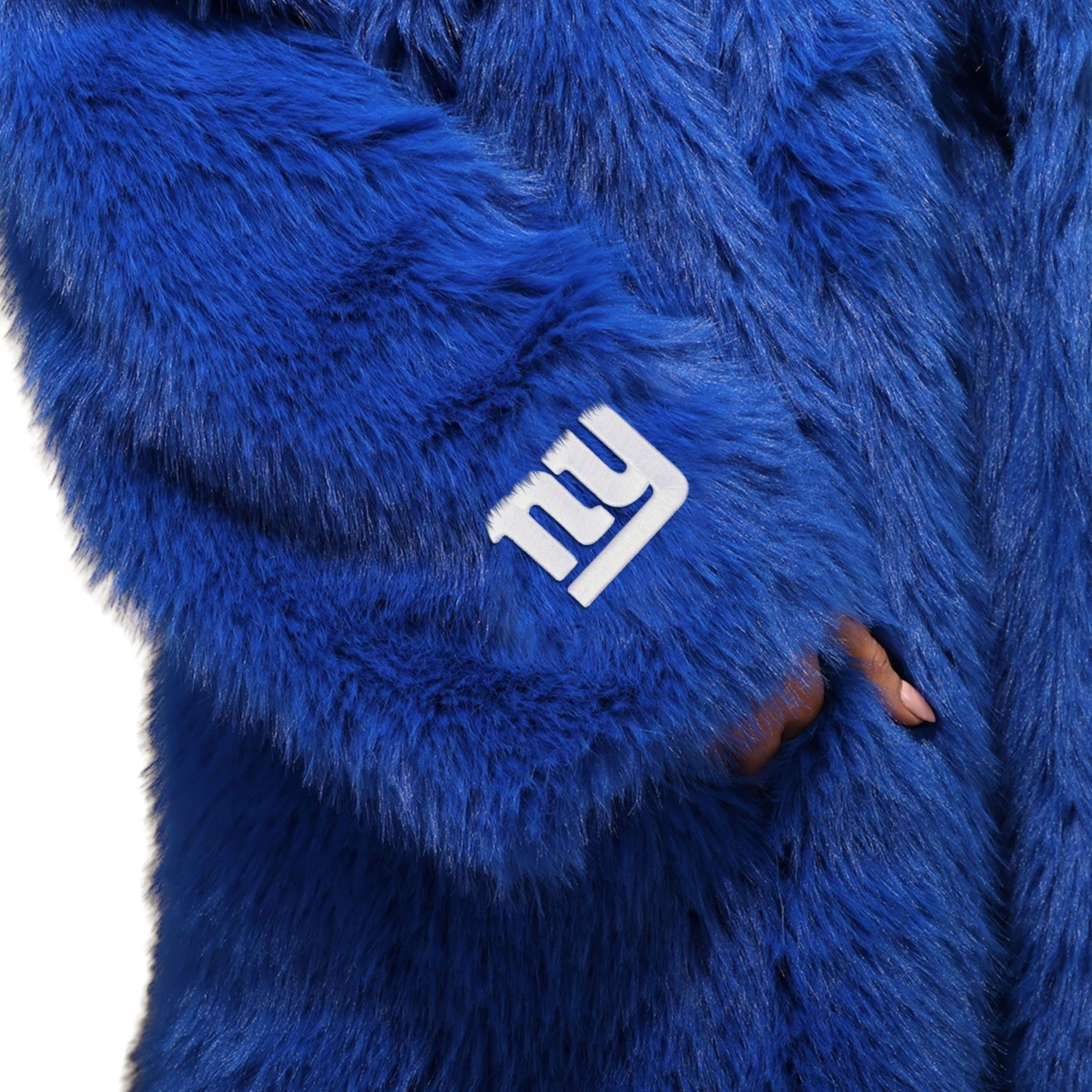 New York Giants NFL Faux Fur Long Jacket - Image 3