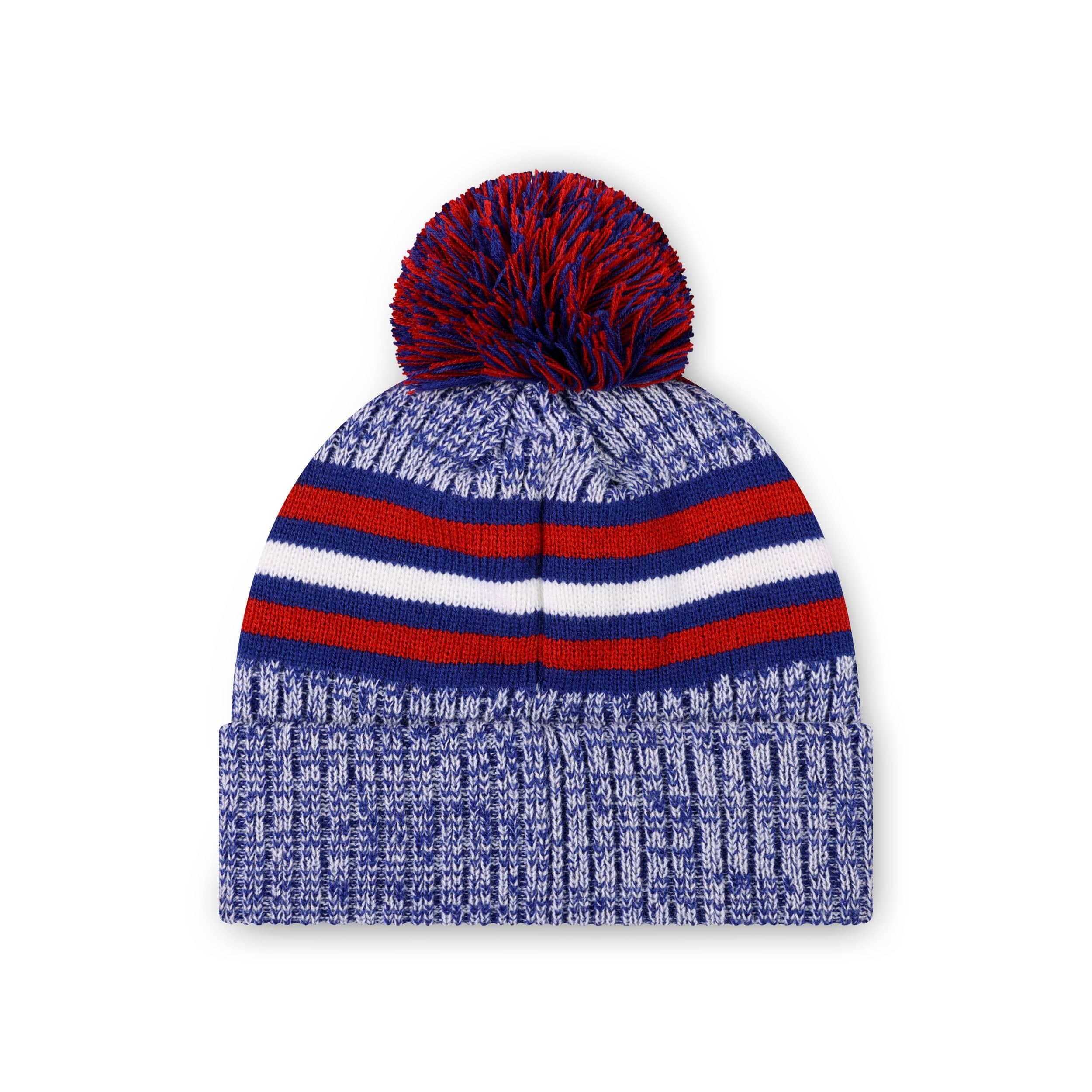 New York Giants NFL Heather Team Stripe Lined Pom Beanie - Image 2