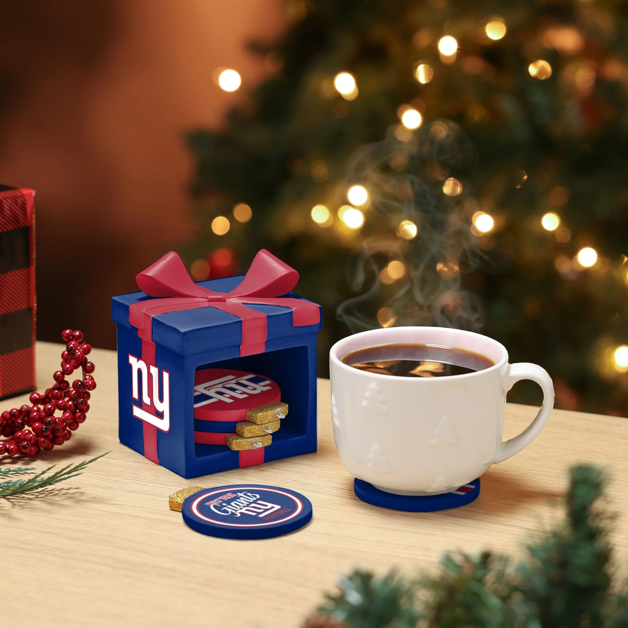 New York Giants NFL Holiday 5 Pack Coaster Set - Image 2