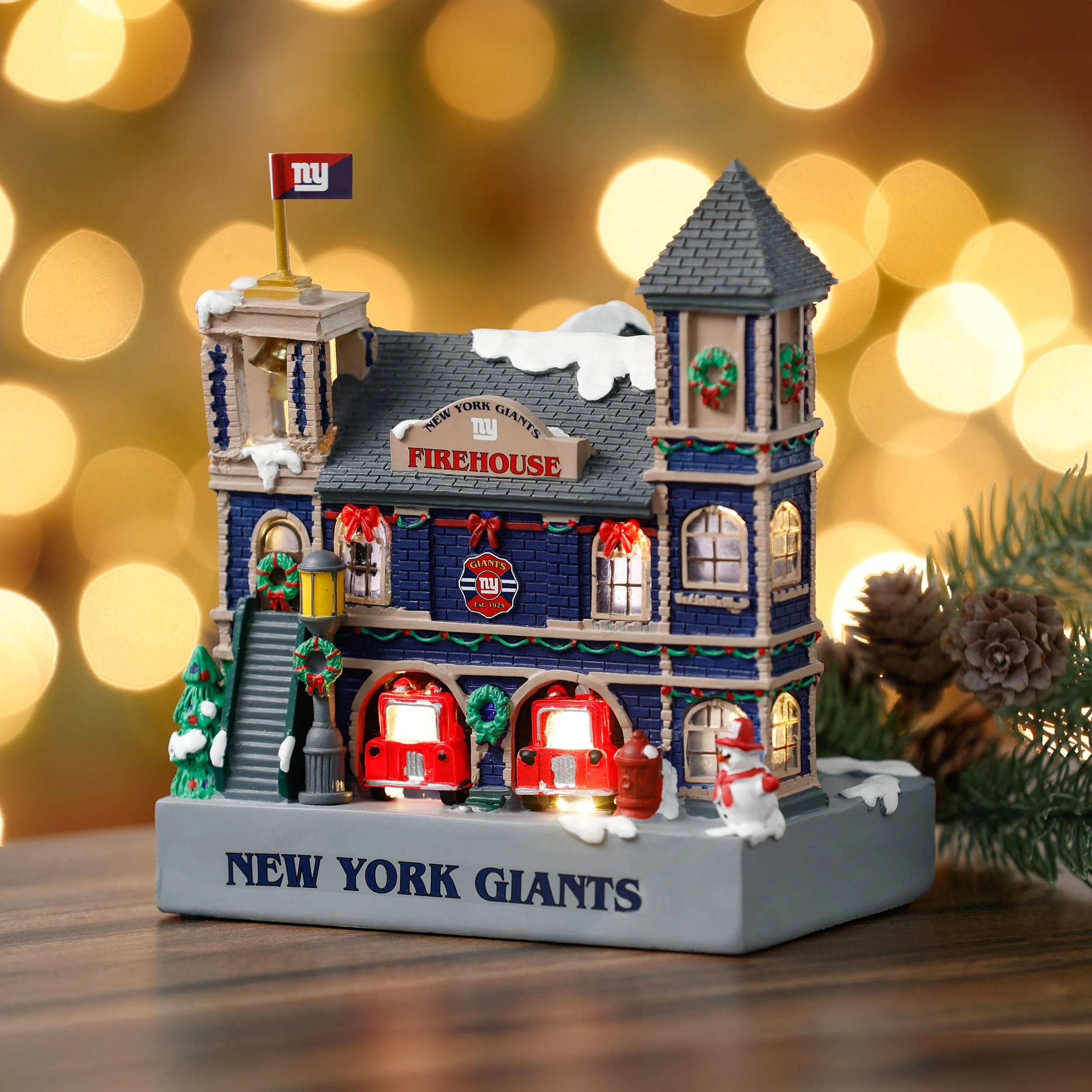 New York Giants NFL Light Up Resin Team Firehouse - Image 2