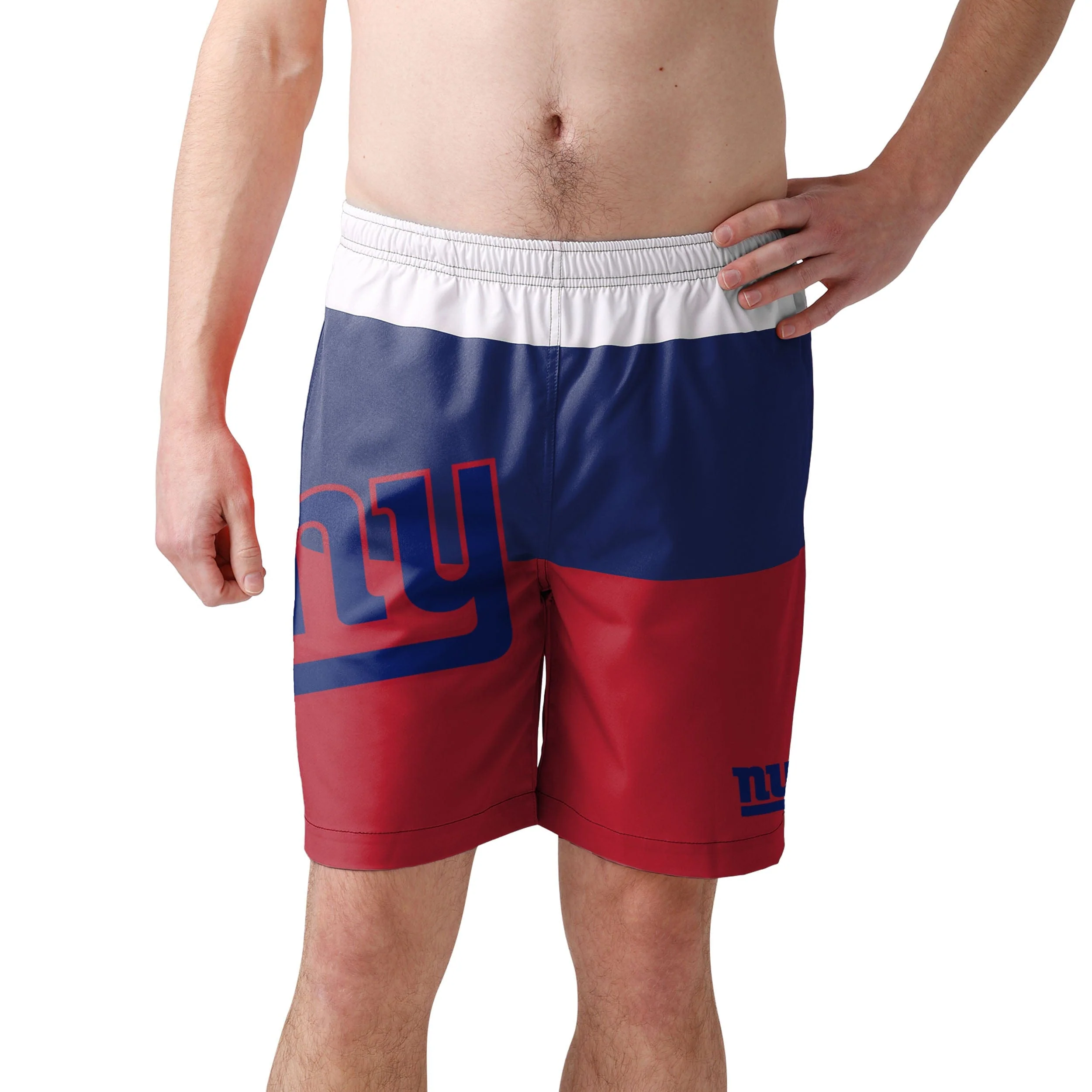New York Giants NFL Mens 3 Stripe Big Logo Swimming Trunks - Image 2