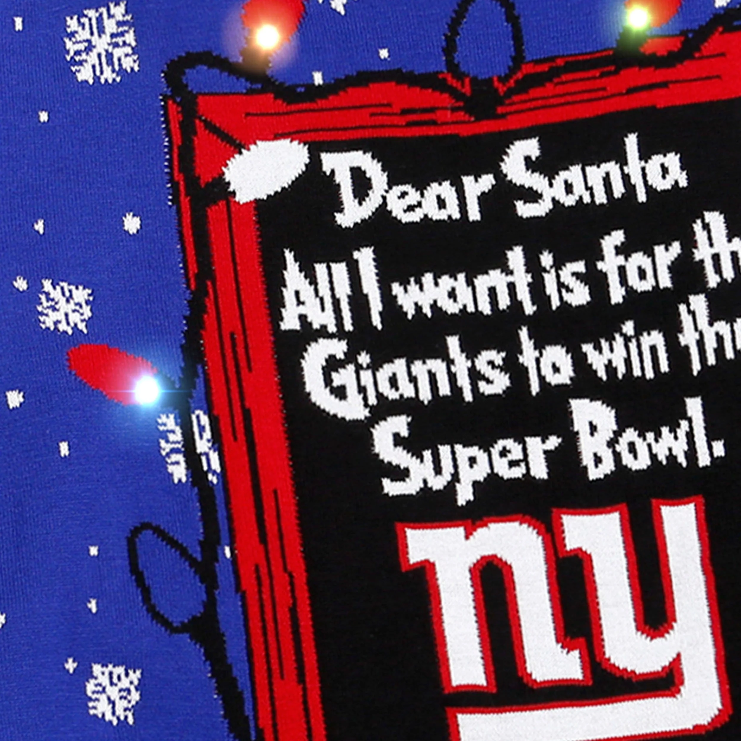 New York Giants NFL Mens Dear Santa Light Up Sweater - Image 4