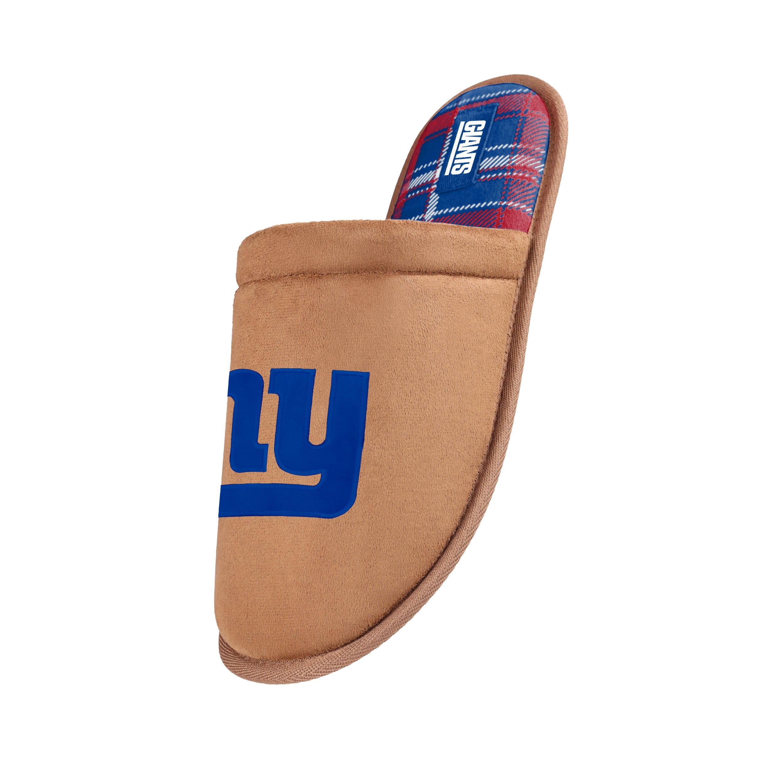 New York Giants NFL Mens Flannel Lined Brown Suede Scuff Slipper - Image 2