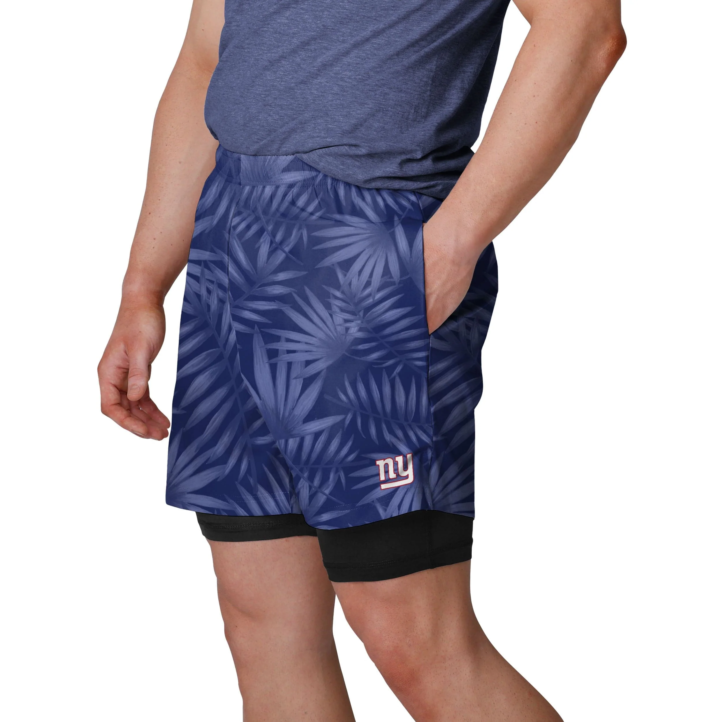 New York Giants NFL Mens Floral Black Liner Shorts - Image 2