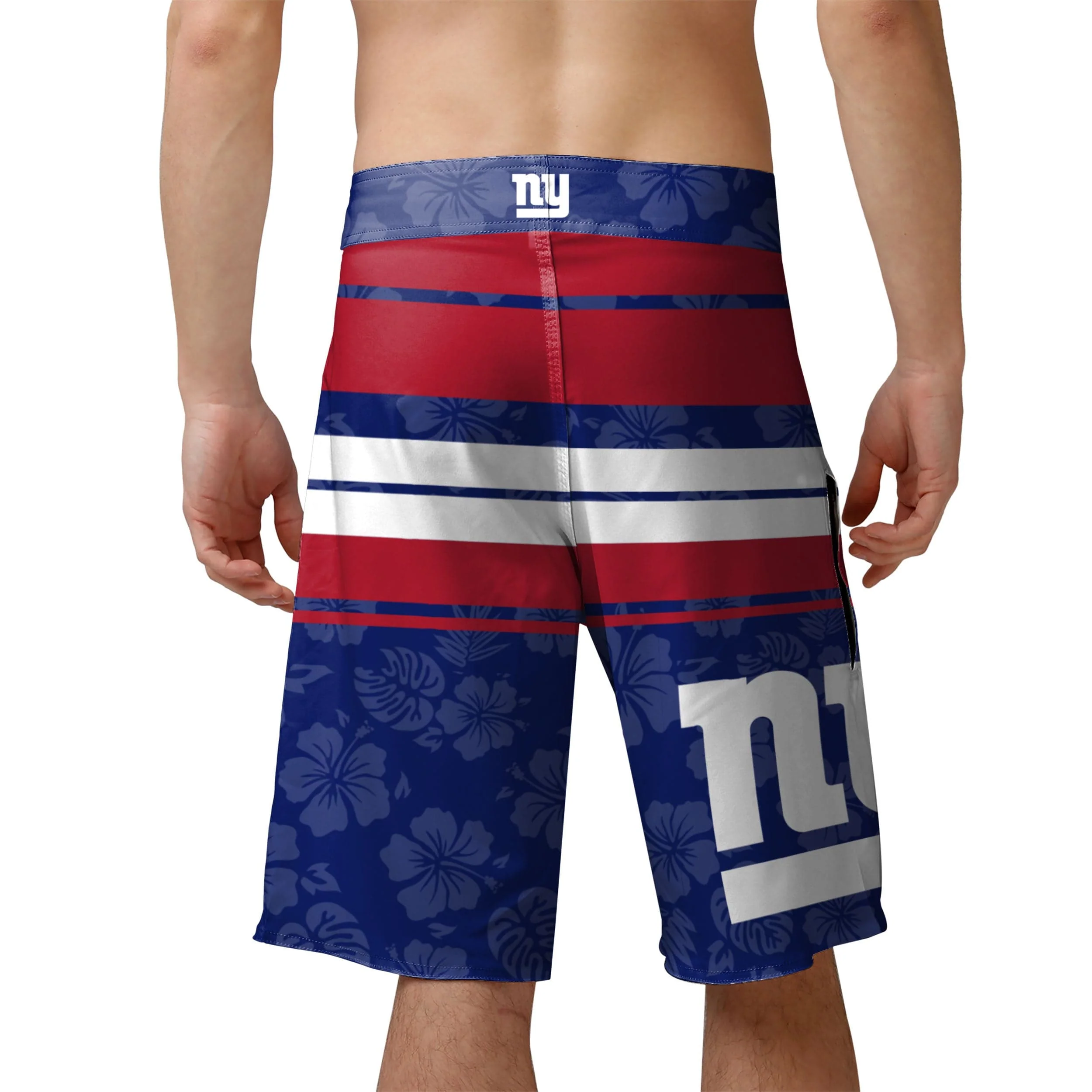 New York Giants NFL Mens Hibiscus Boardwalk Stripe Boardshorts - Image 3