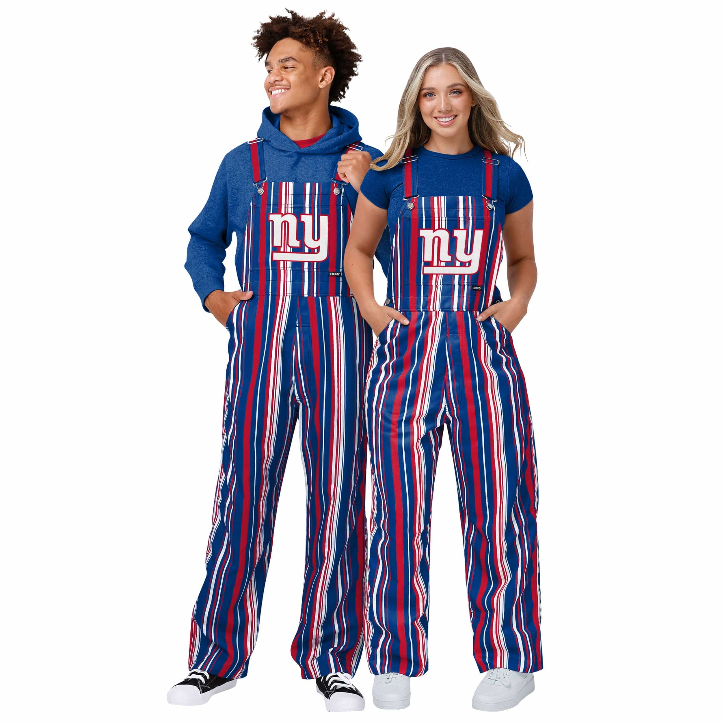 New York Giants NFL Mens Hyper Stripe Bib Overalls - Image 3