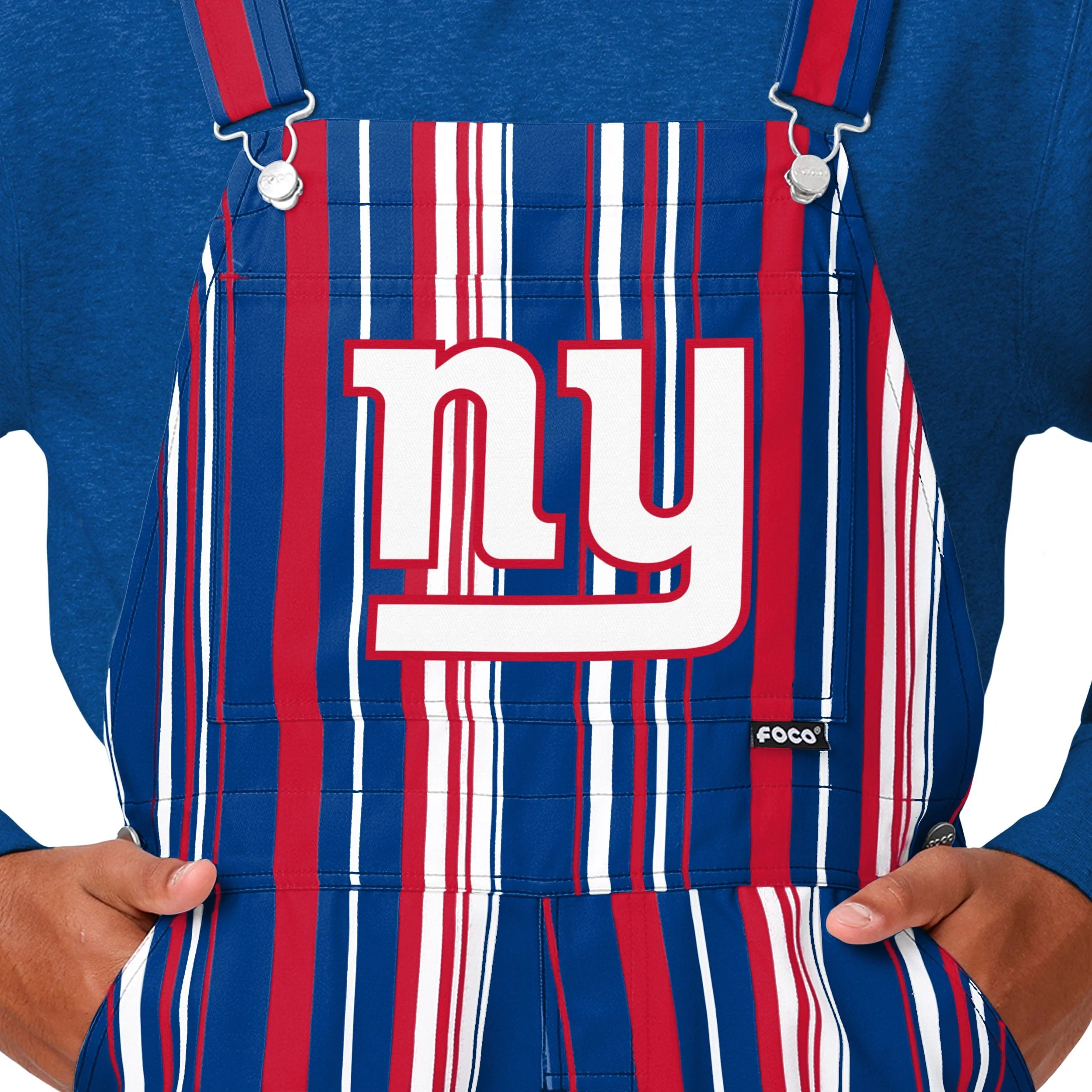 New York Giants NFL Mens Hyper Stripe Bib Overalls - Image 4