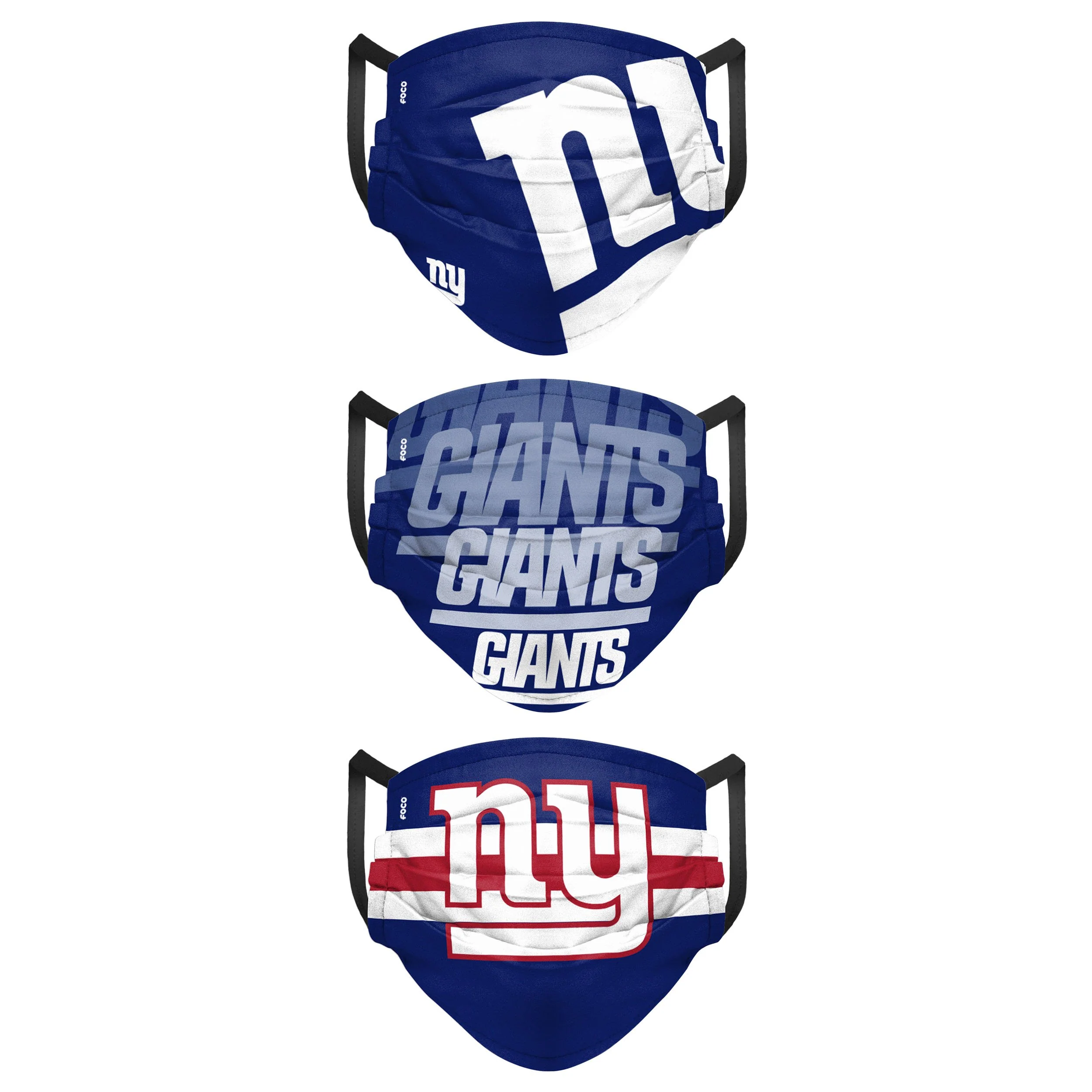 New York Giants NFL Mens Matchday 3 Pack Face Cover - Image 2