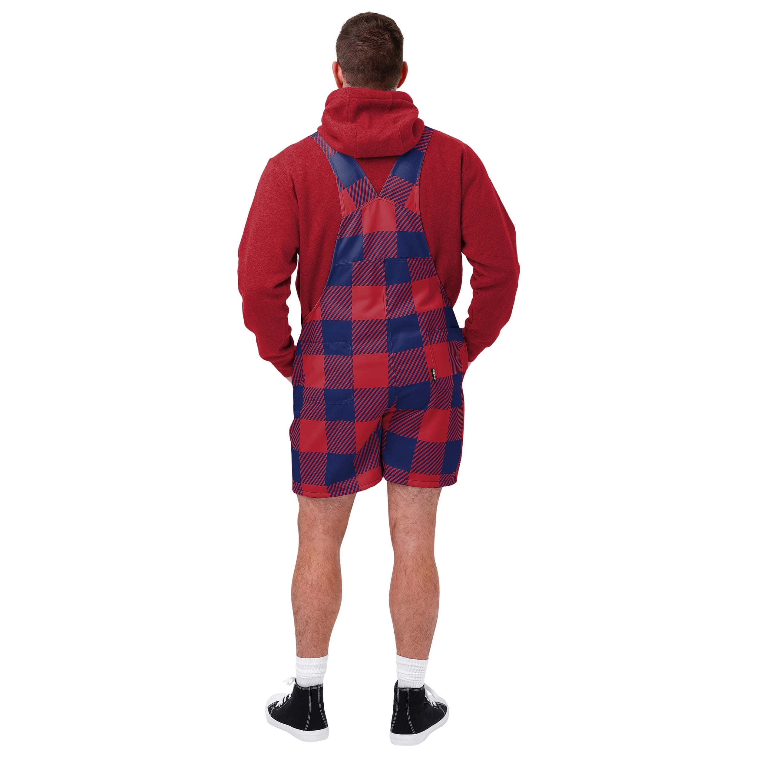 New York Giants NFL Mens Plaid Bib Shortalls - Image 2