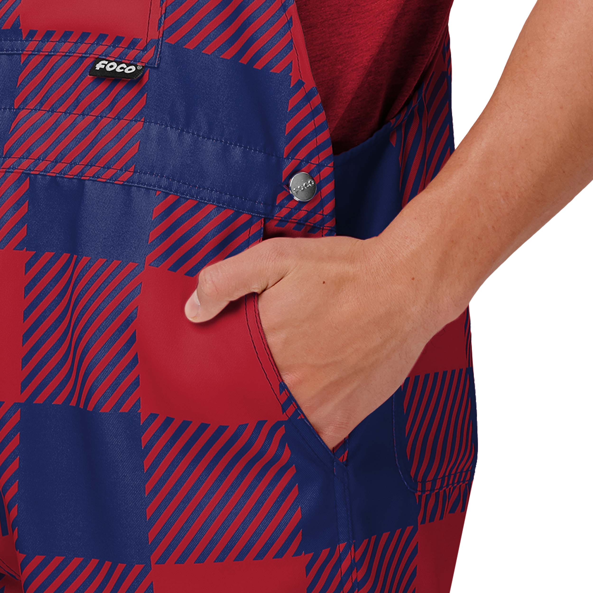 New York Giants NFL Mens Plaid Bib Shortalls - Image 5