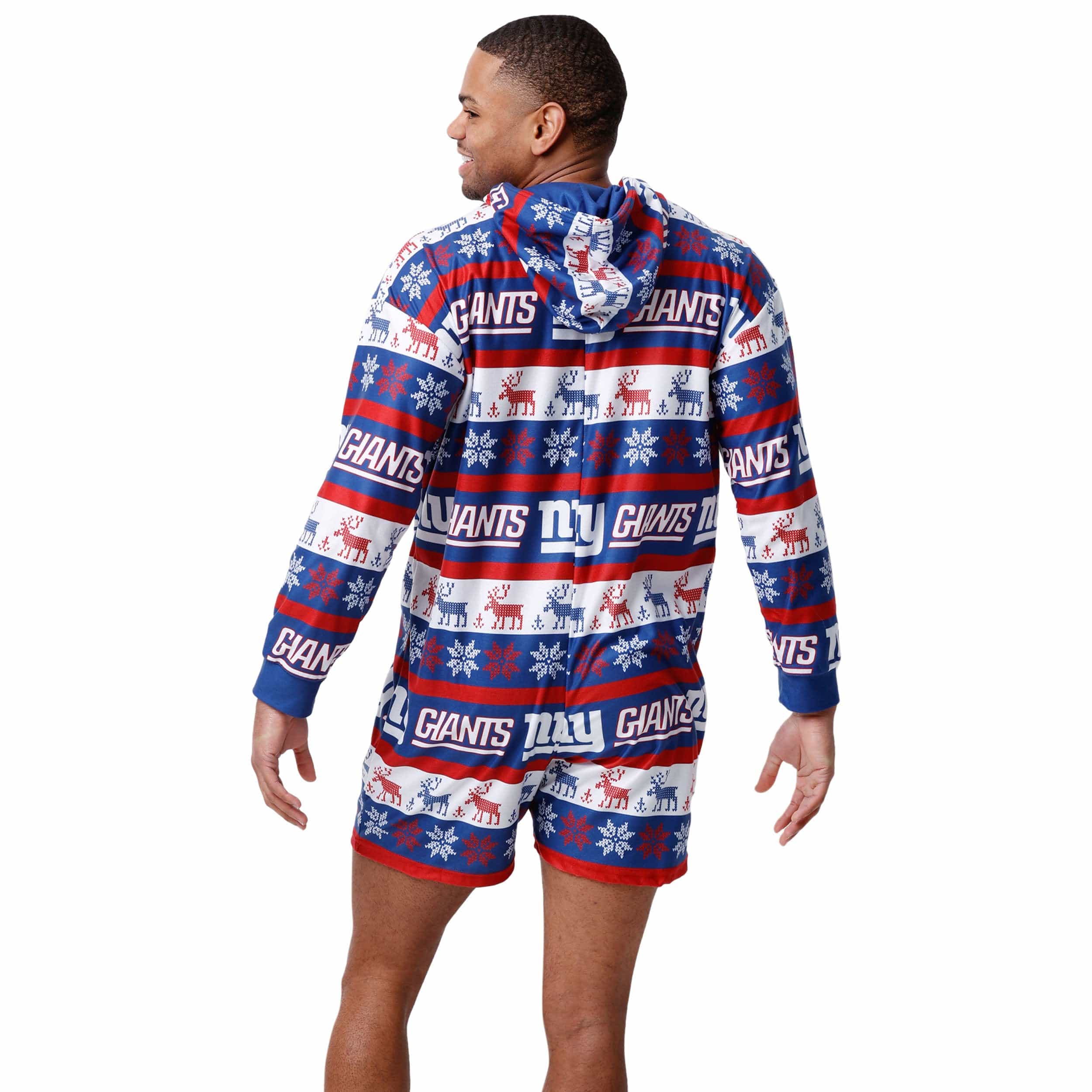 New York Giants NFL Mens Ugly Short One Piece Pajamas - Image 2