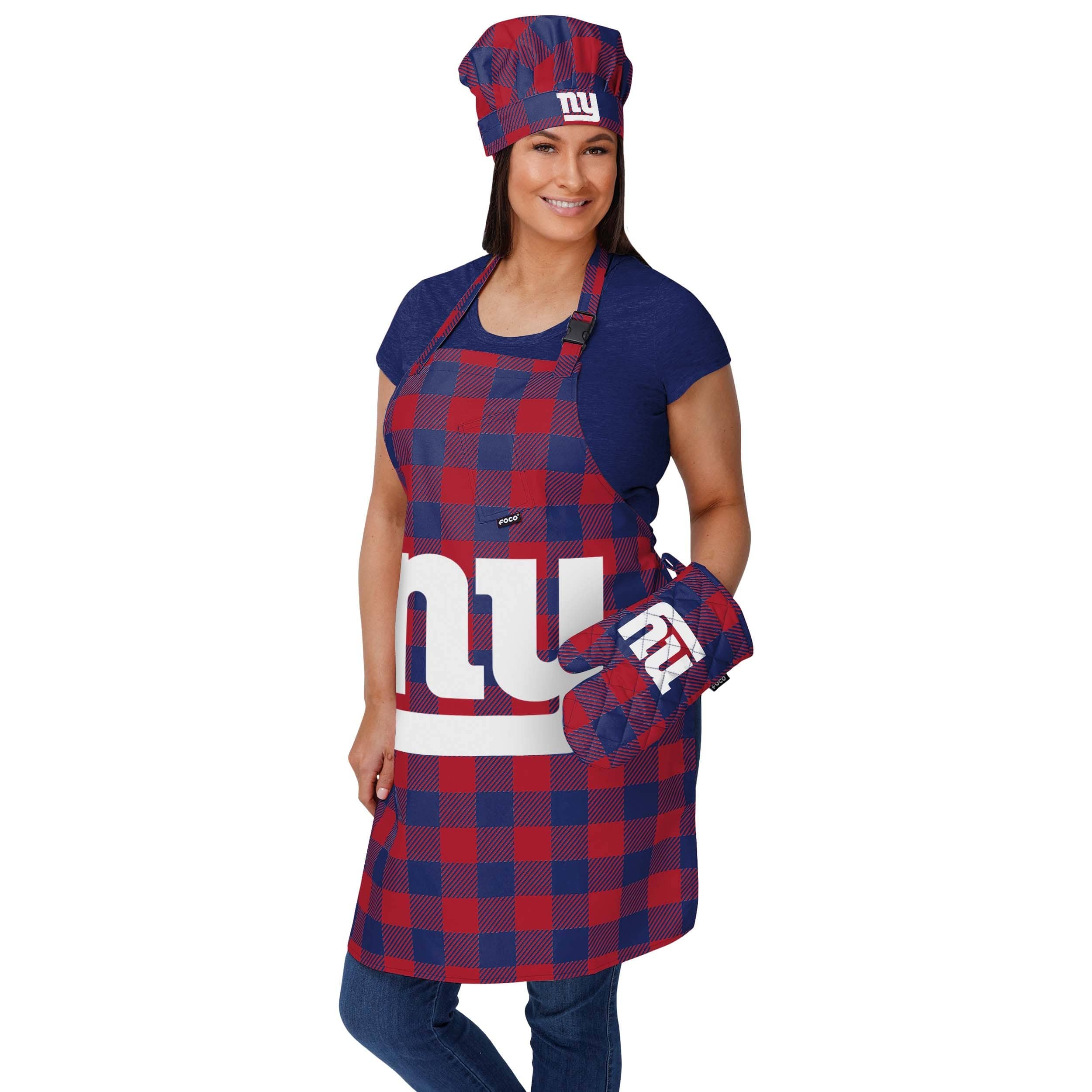 New York Giants NFL Plaid Chef Hat - Image 2
