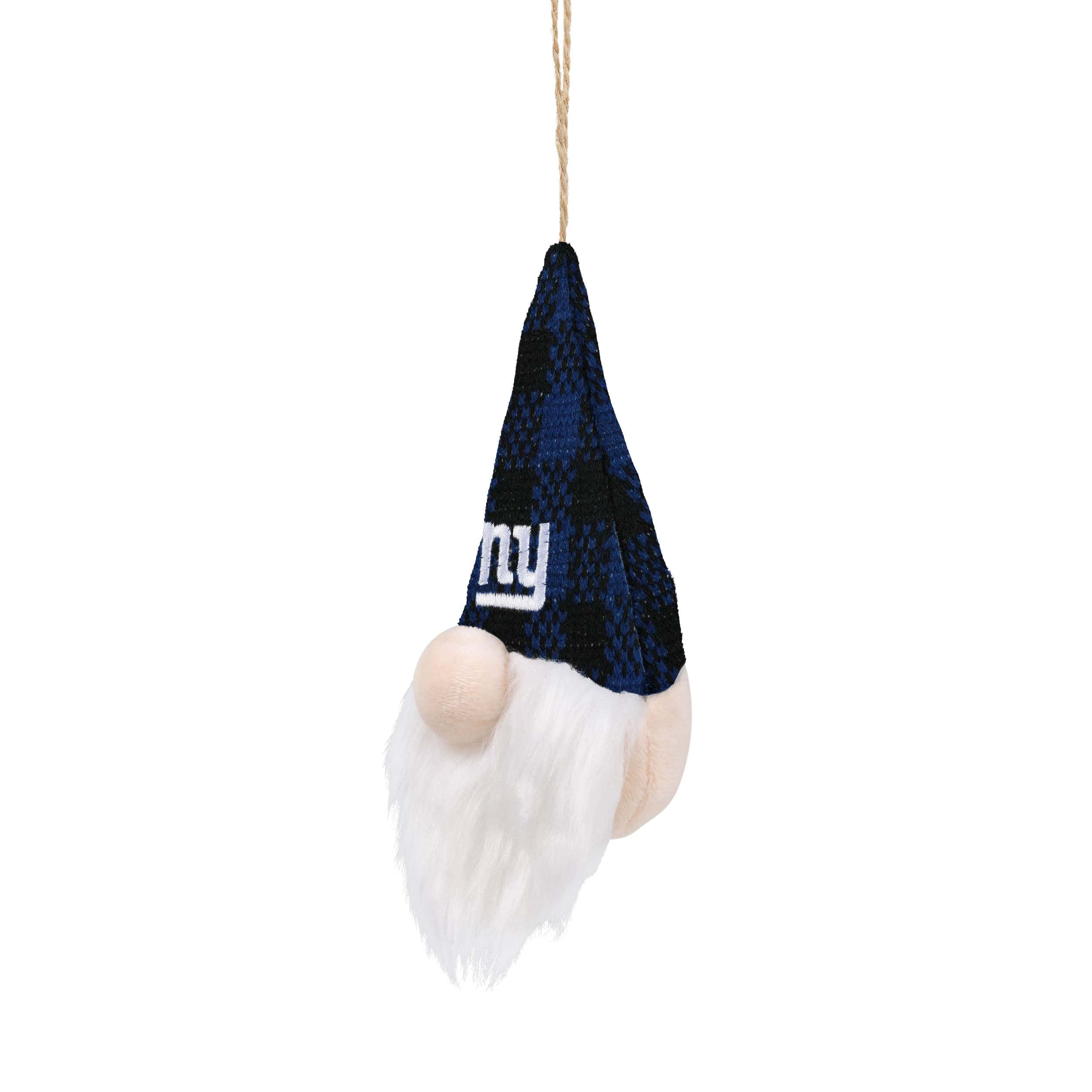 New York Giants NFL Plaid Hat Plush Gnome Ornament - Image 2