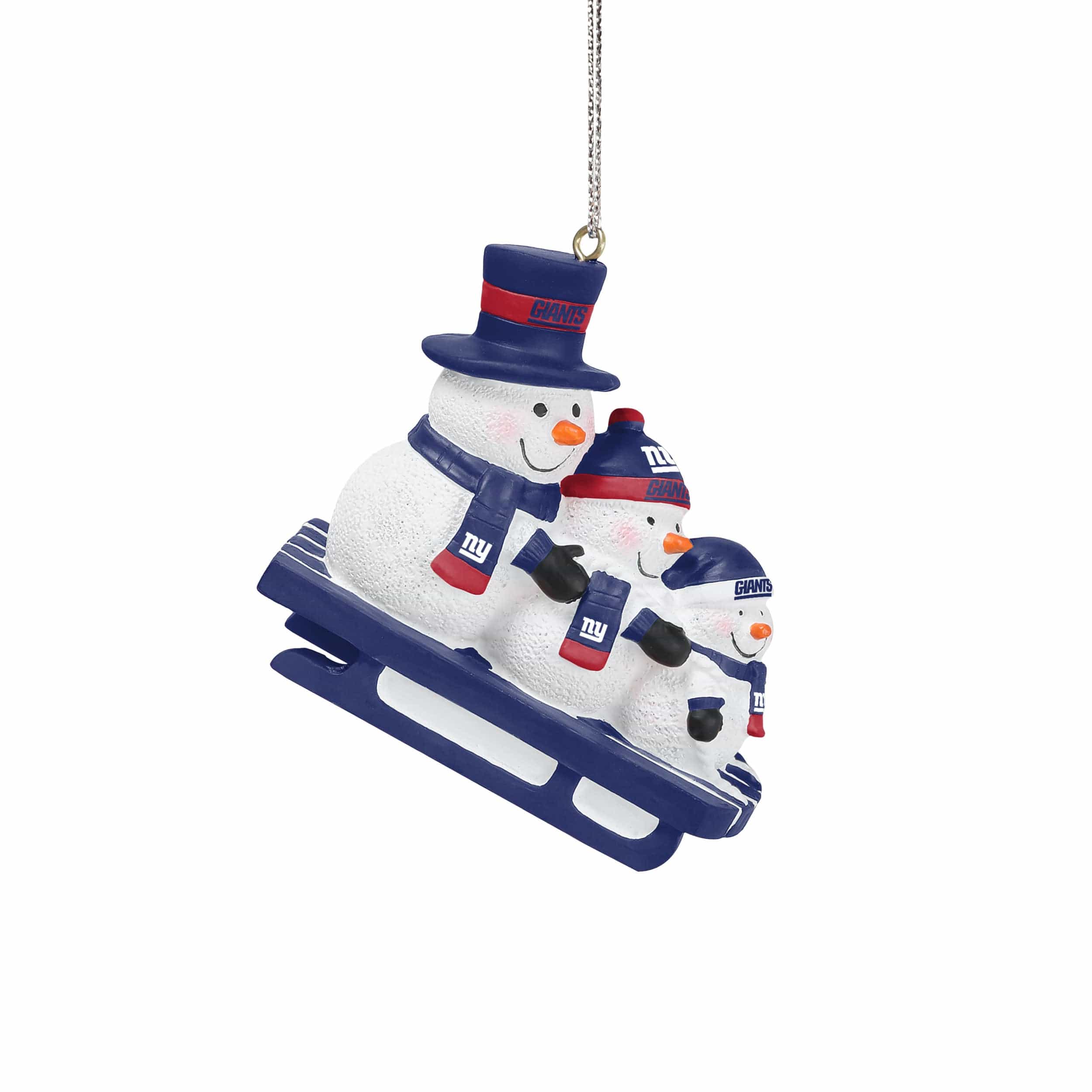 New York Giants NFL Sledding Snowmen Ornament - Image 2