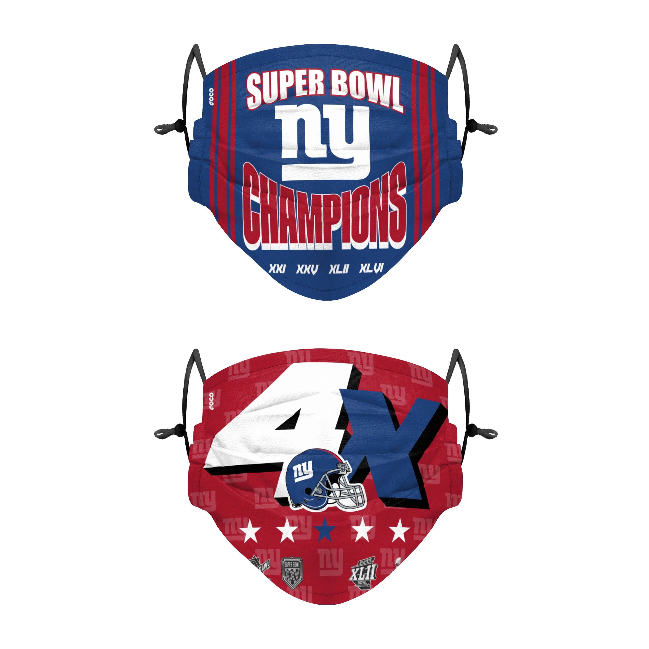 New York Giants NFL Thematic Champions Adjustable 2 Pack Face Cover