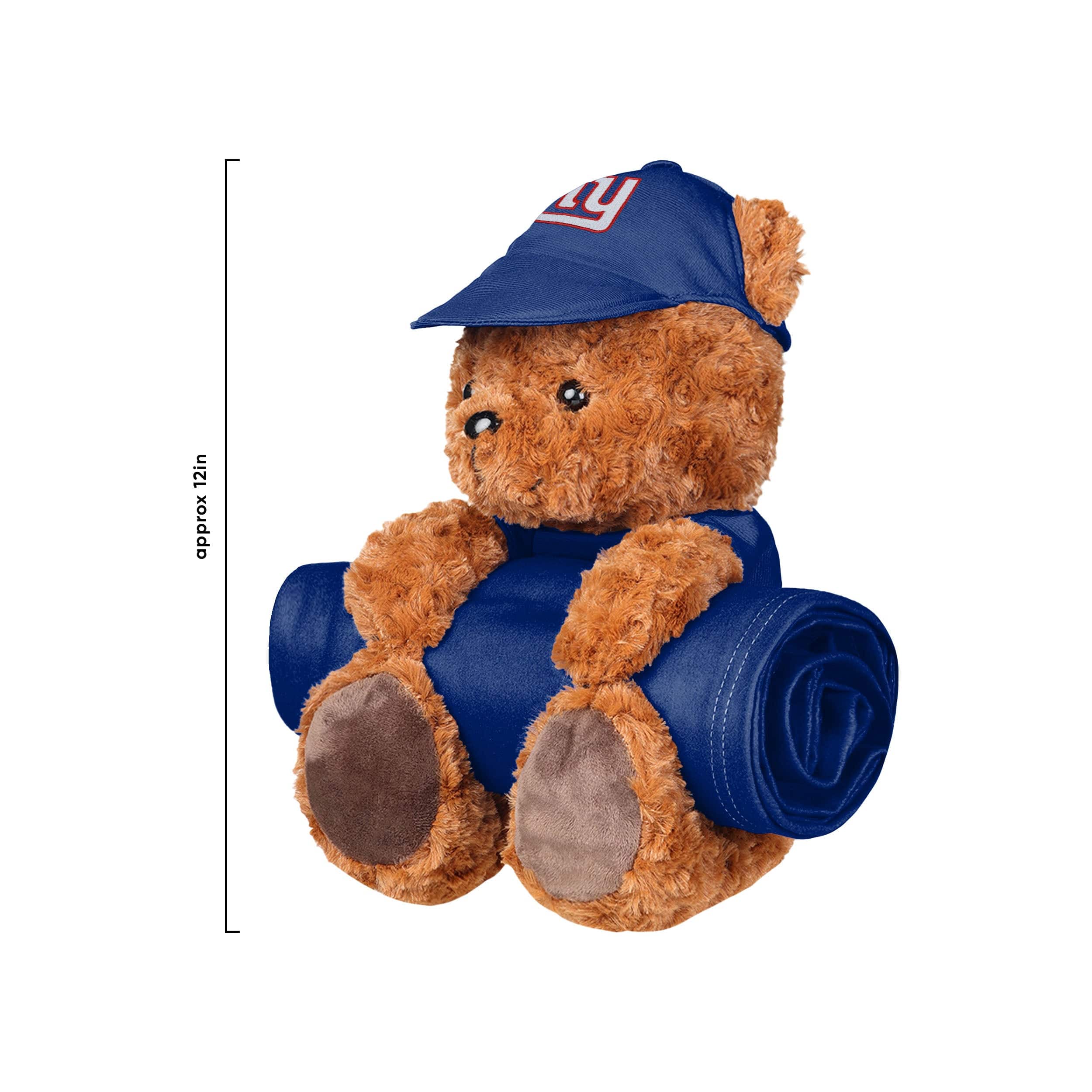 New York Giants NFL Throw Blanket With Plush Bear - Image 3