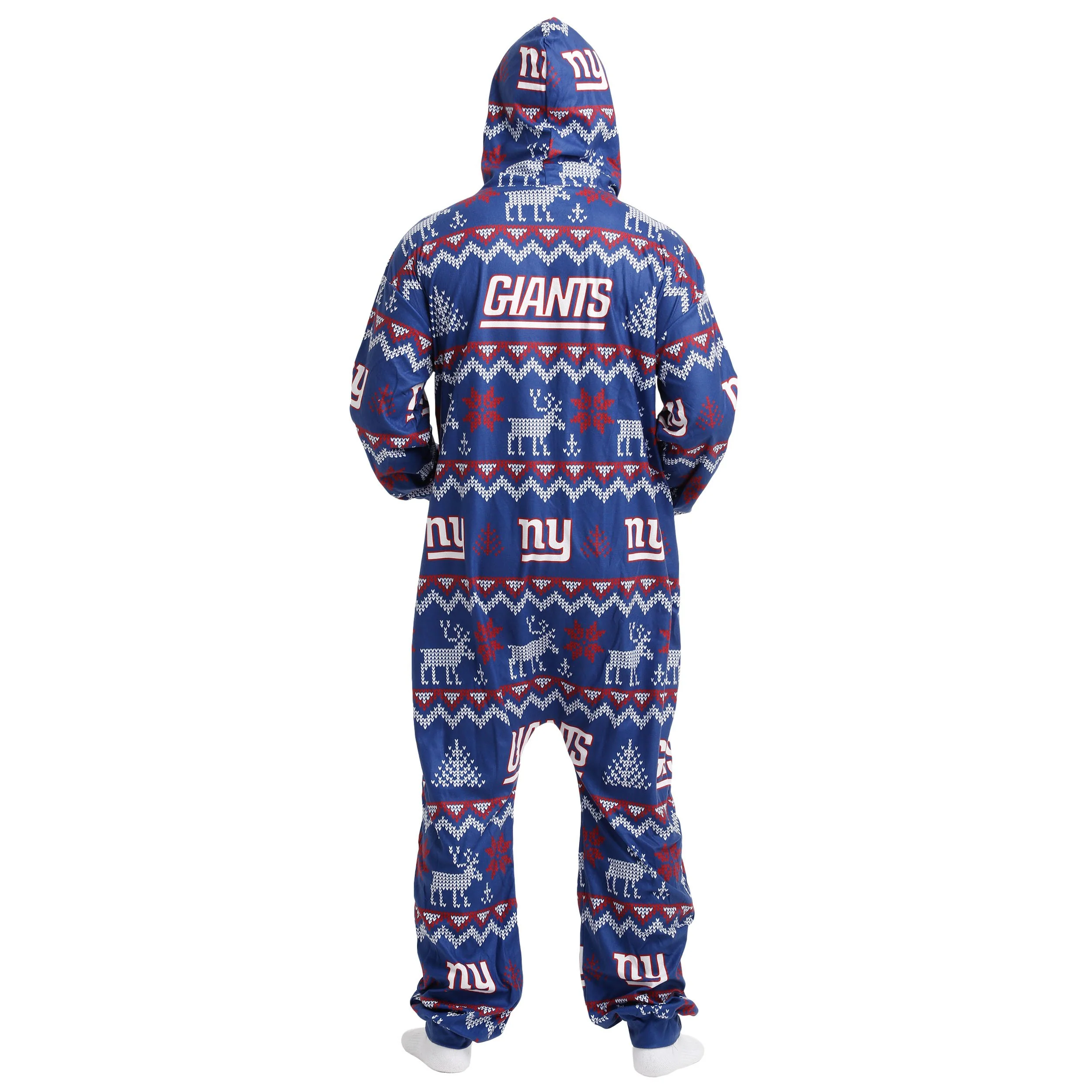 New York Giants NFL Ugly Pattern One Piece Pajamas - Image 2