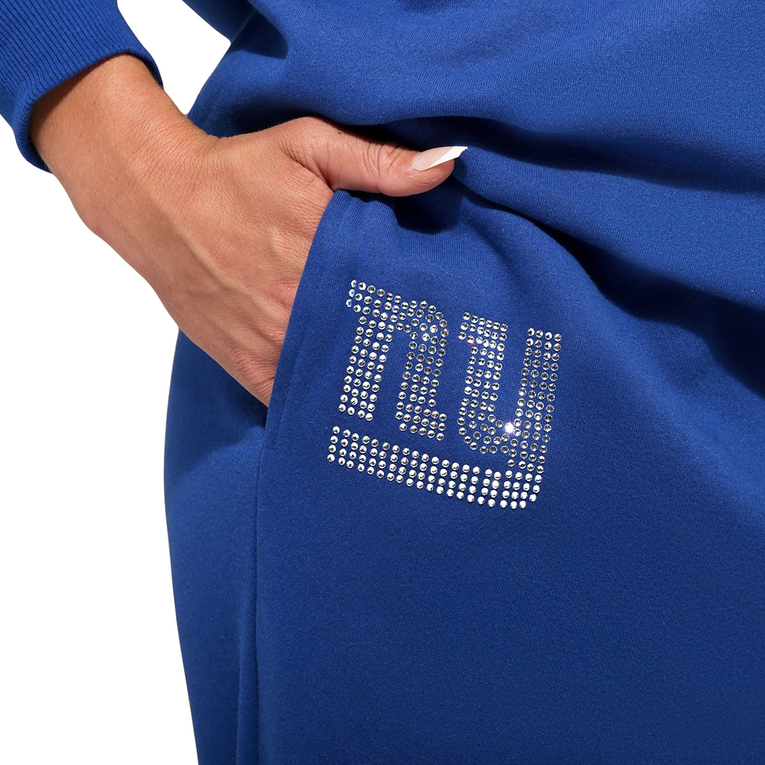 New York Giants NFL Womens Big Wordmark Rhinestone Sweatpants - Image 3