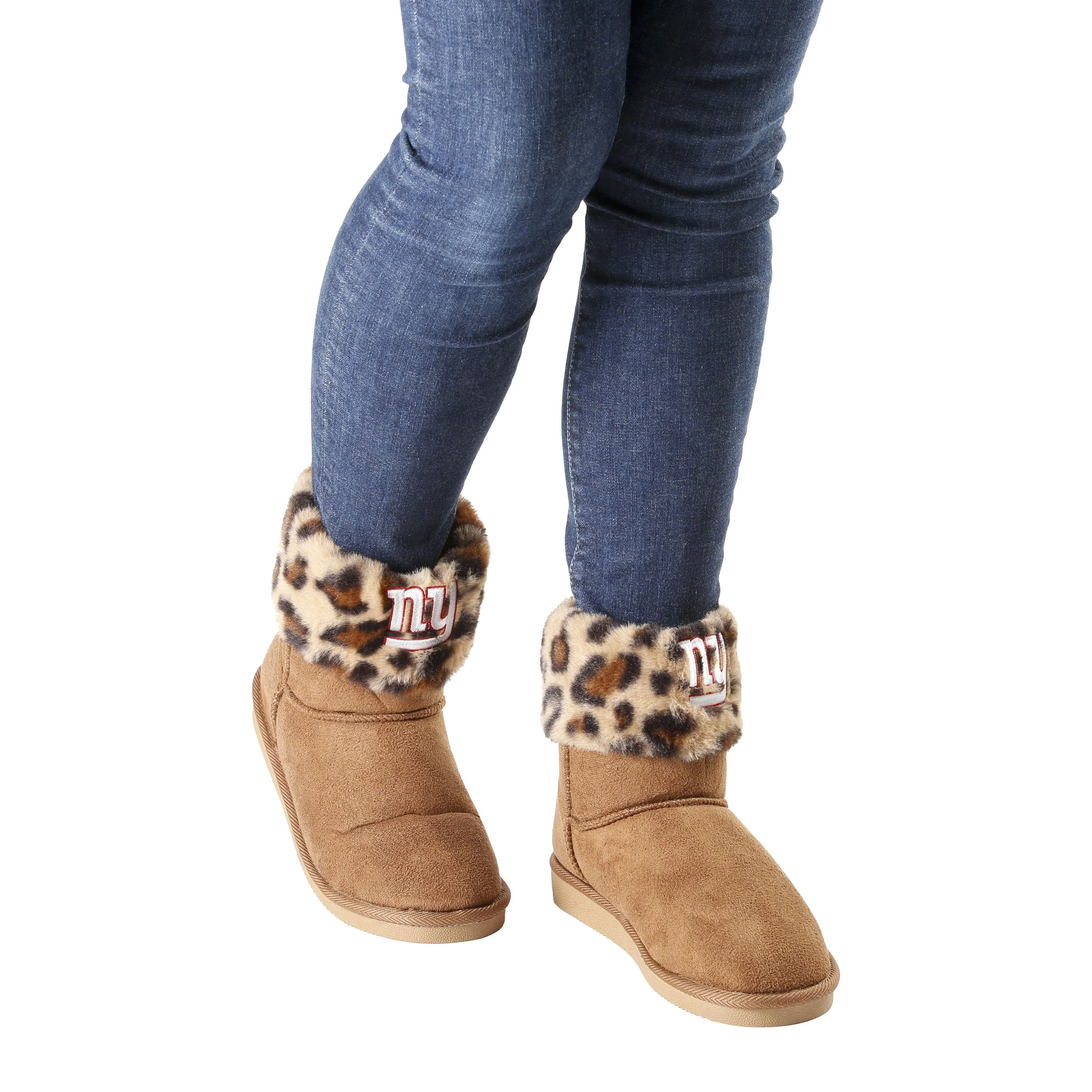 New York Giants NFL Womens Cheetah Fur Boots - Image 5