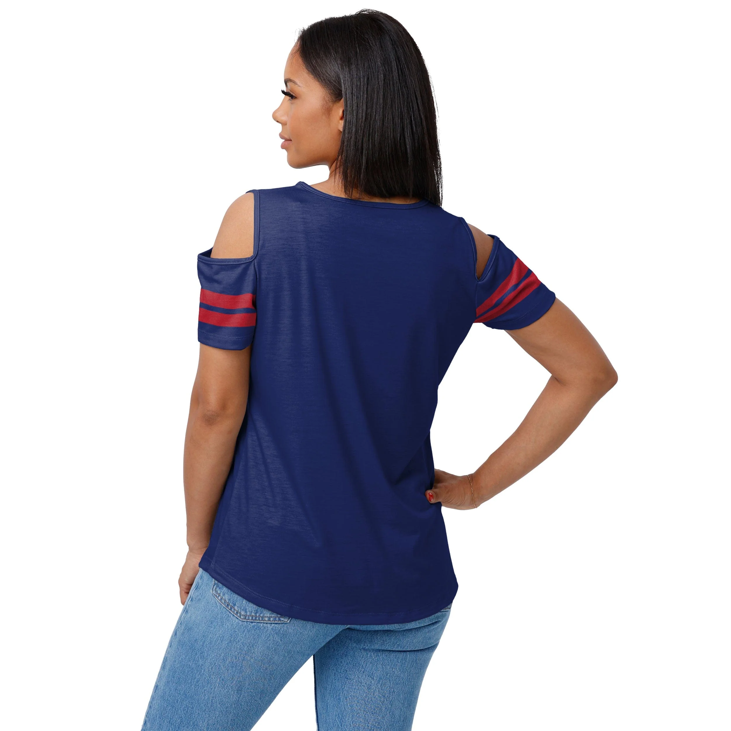 New York Giants NFL Womens Cold Shoulder T-Shirt - Image 2