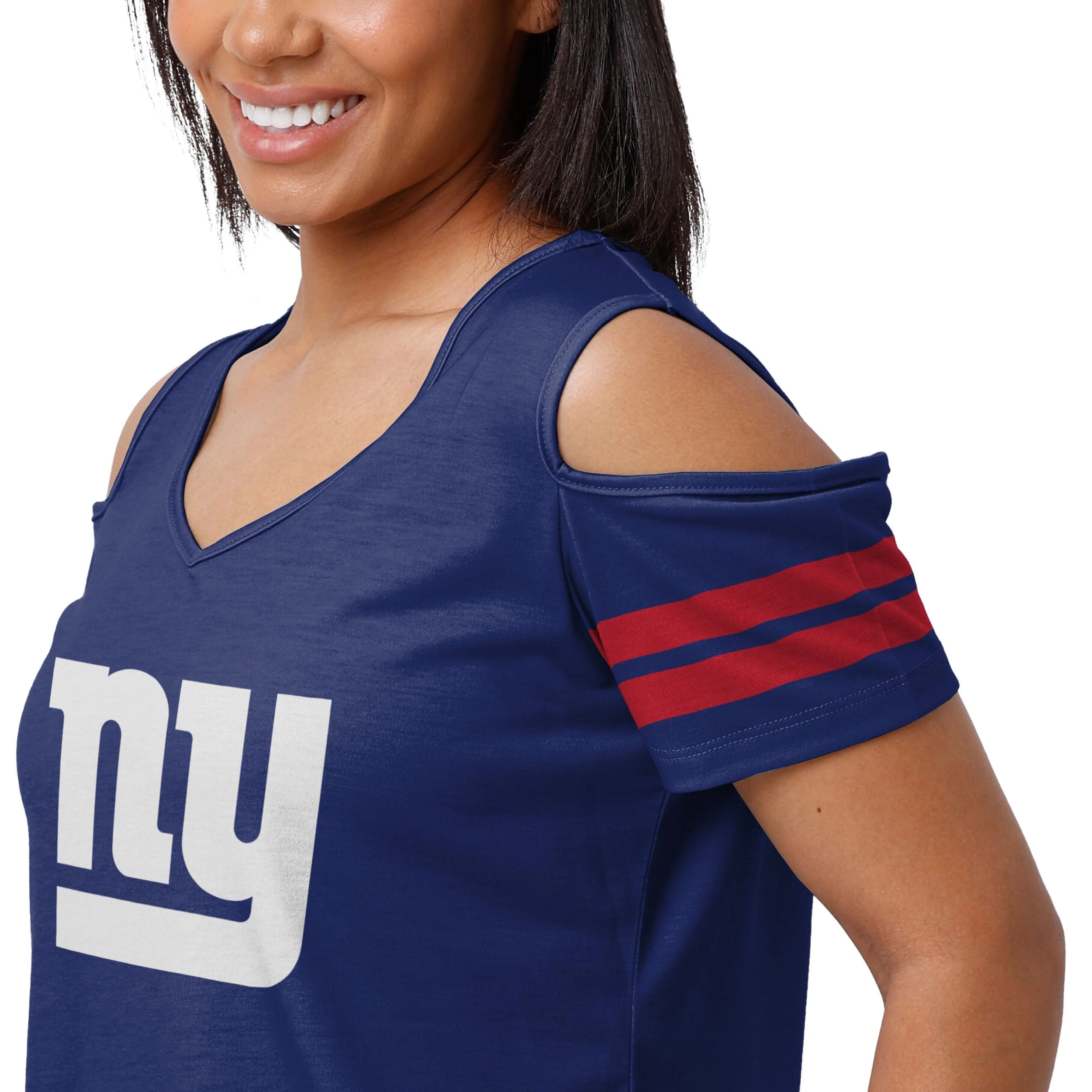 New York Giants NFL Womens Cold Shoulder T-Shirt - Image 3
