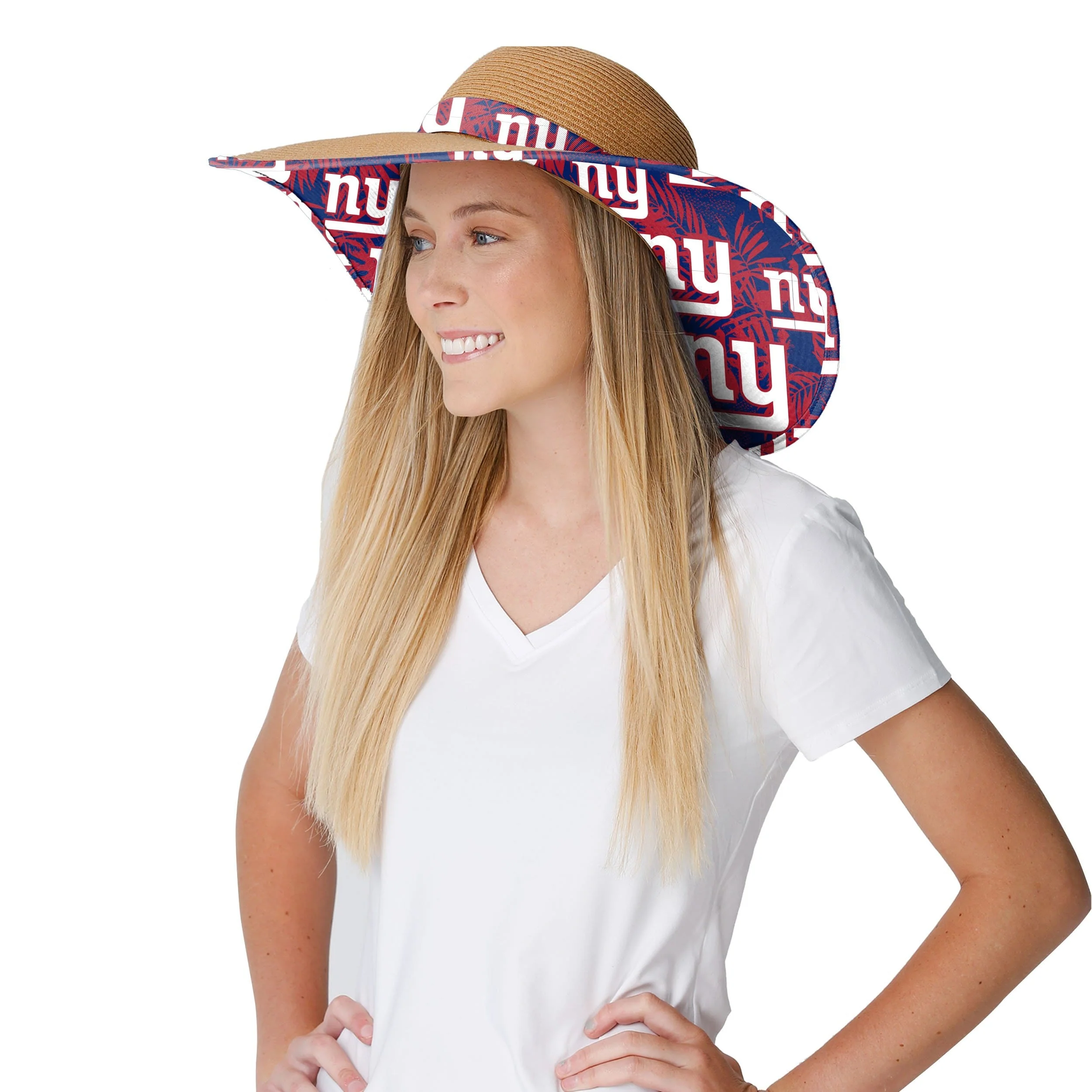 New York Giants NFL Womens Floral Straw Hat - Image 3