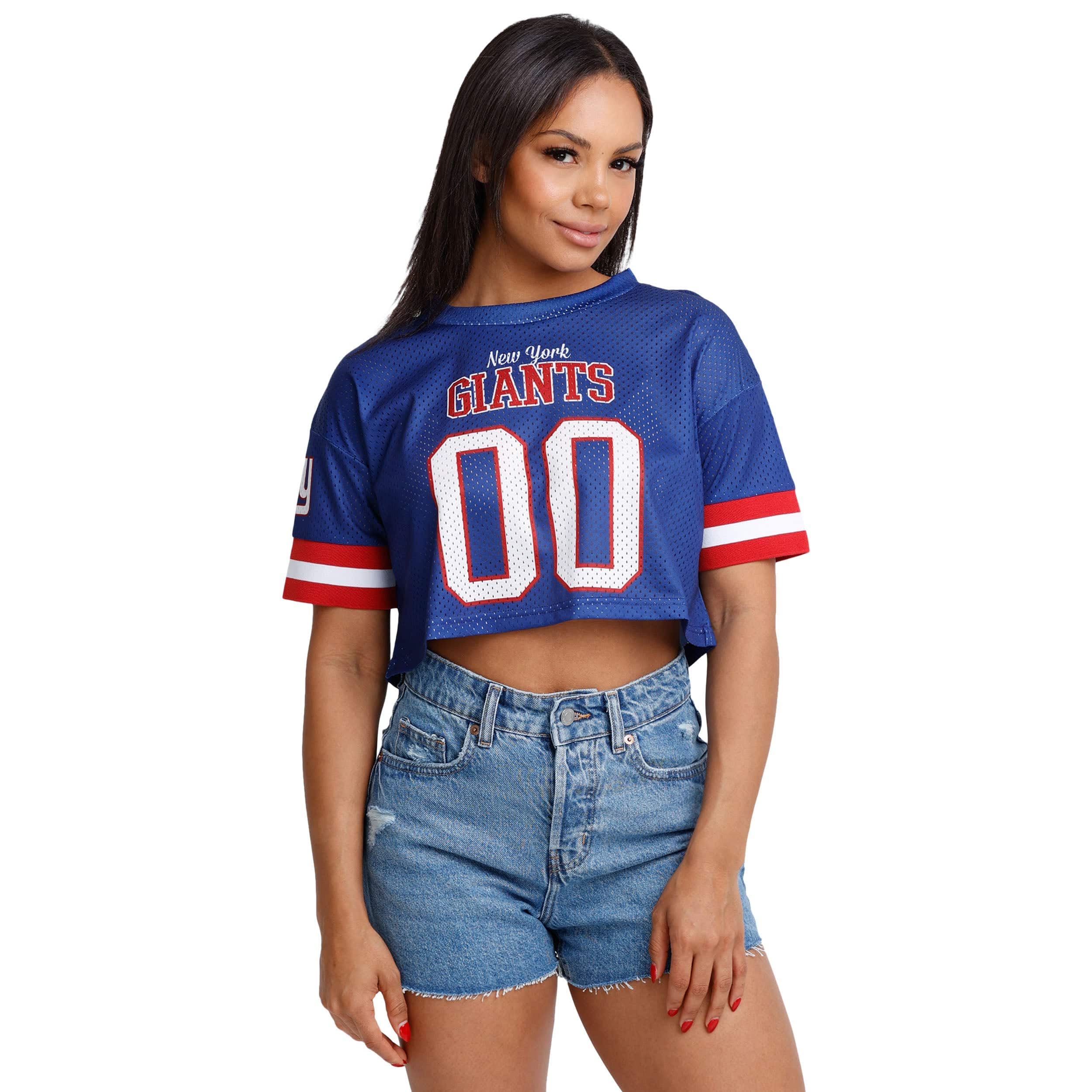 New York Giants NFL Womens Gameday Mesh Crop Top