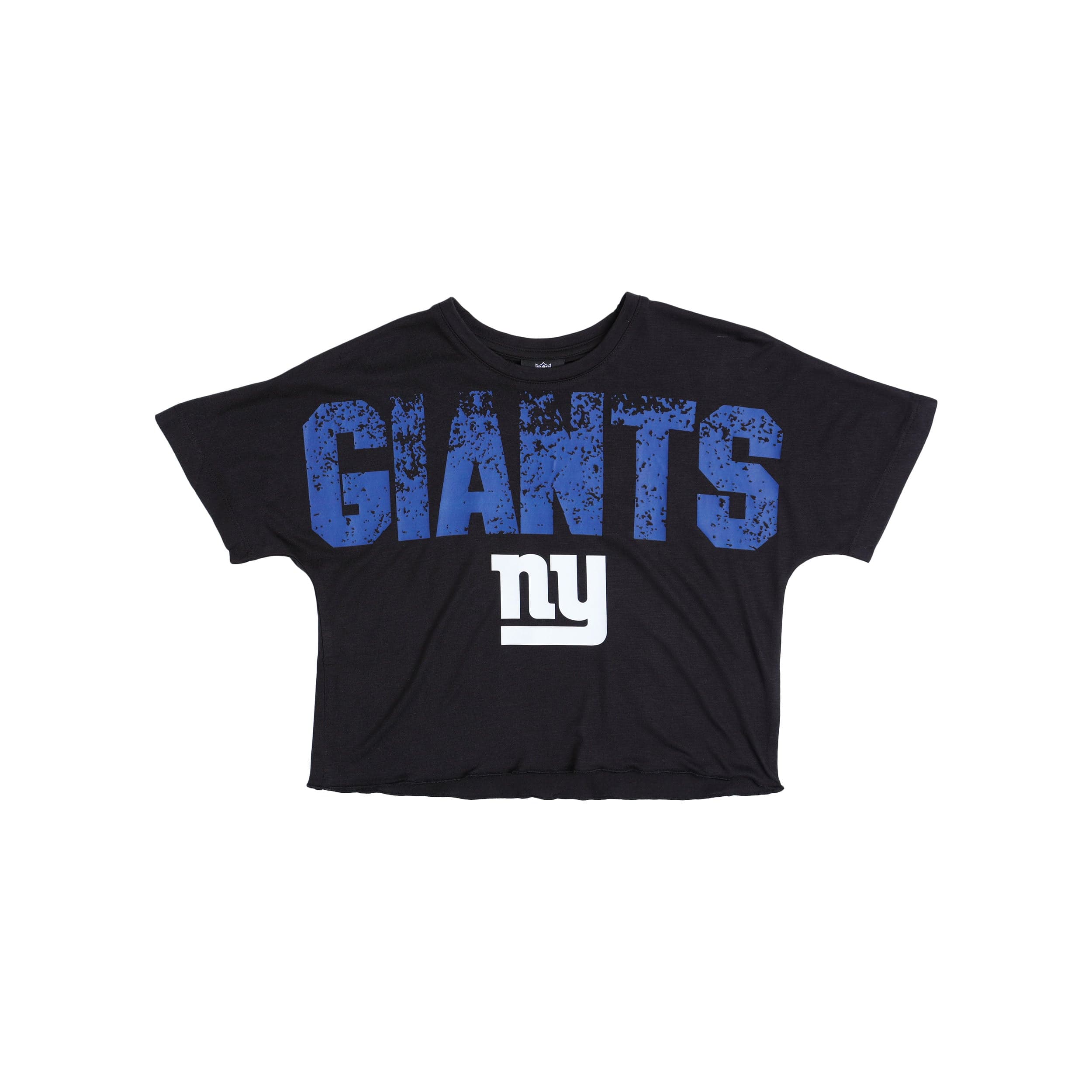 New York Giants NFL Womens Petite Distressed Wordmark Crop Top - Image 3