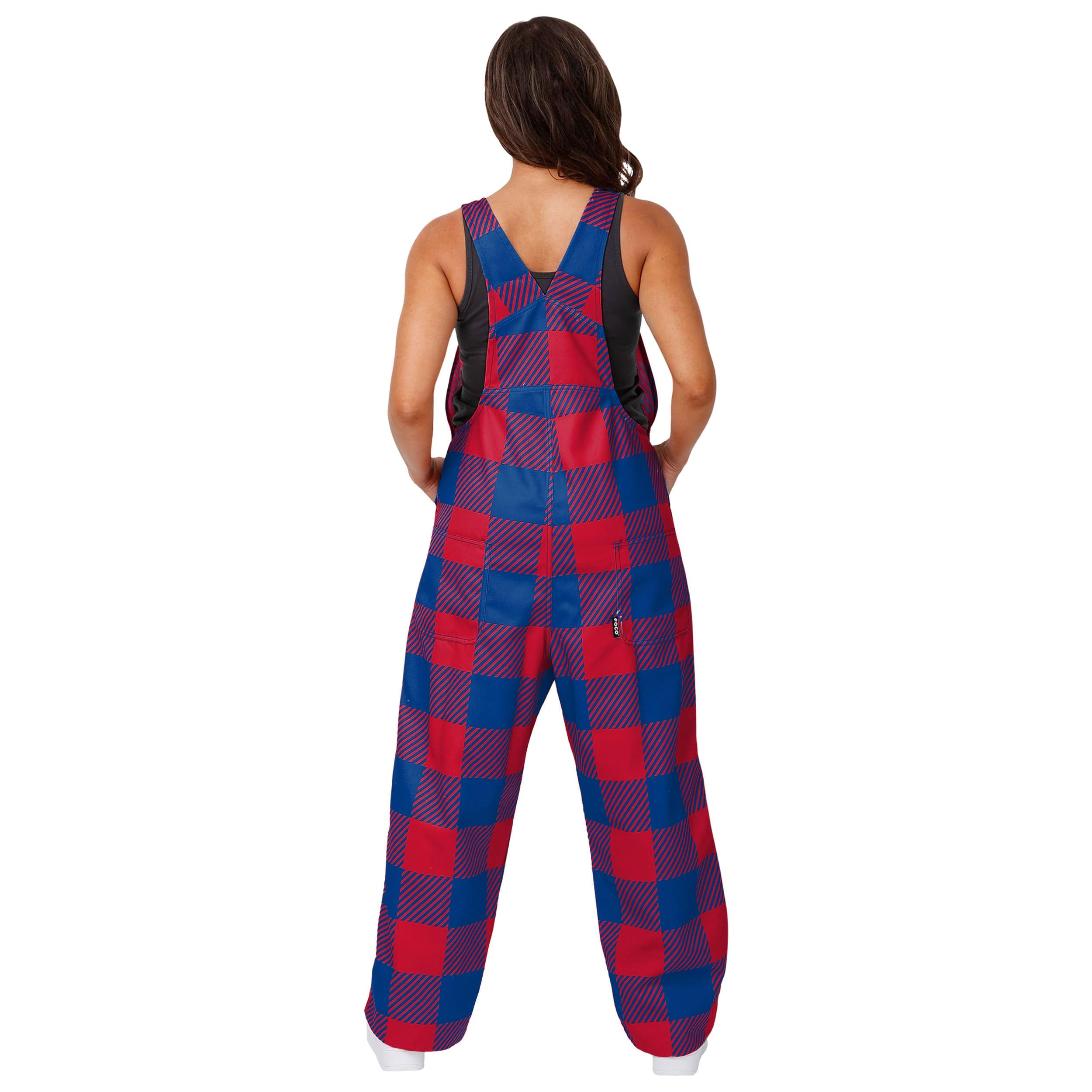 New York Giants NFL Womens Plaid Bib Overalls - Image 2