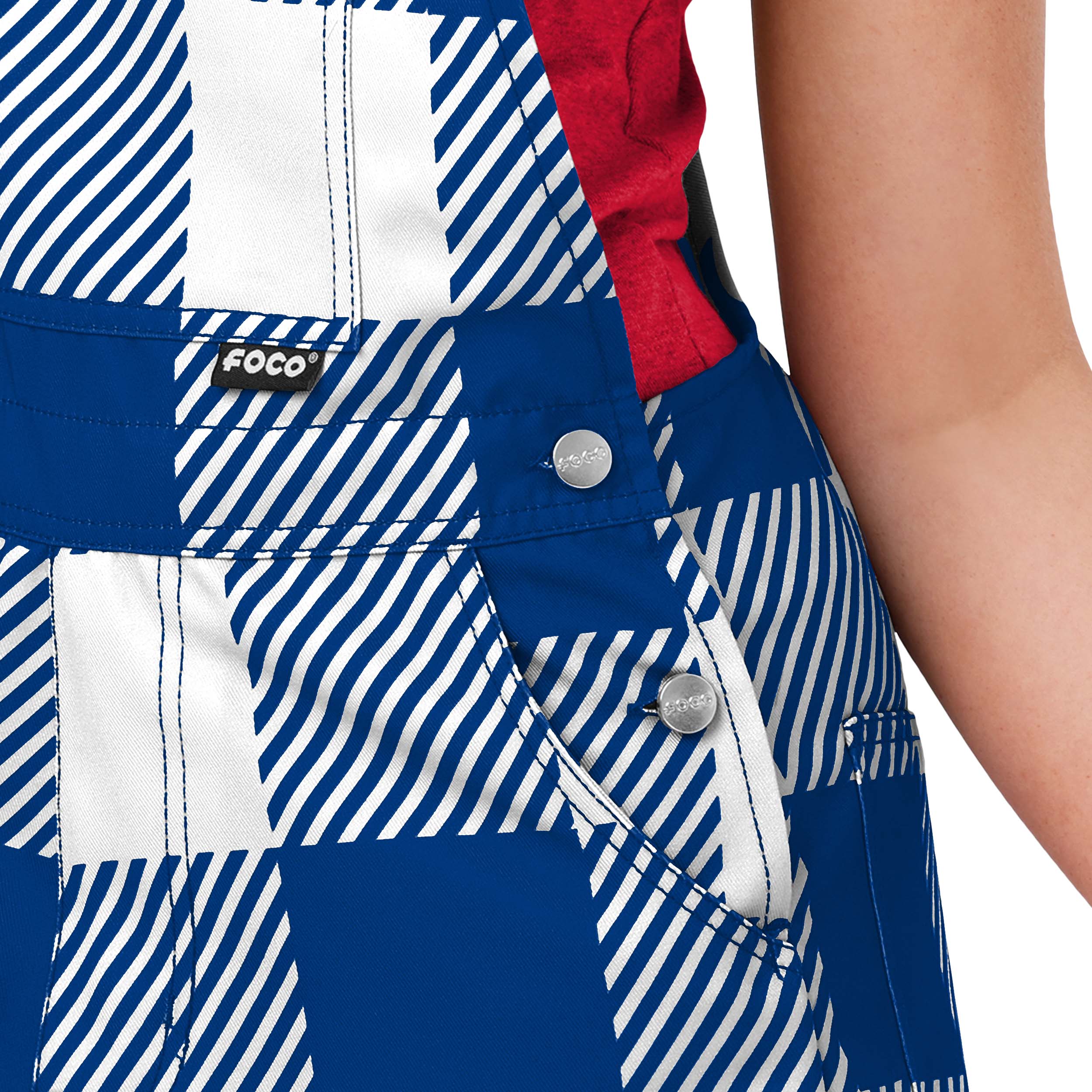 New York Giants NFL Womens Plaid Bib Shortalls - Image 5