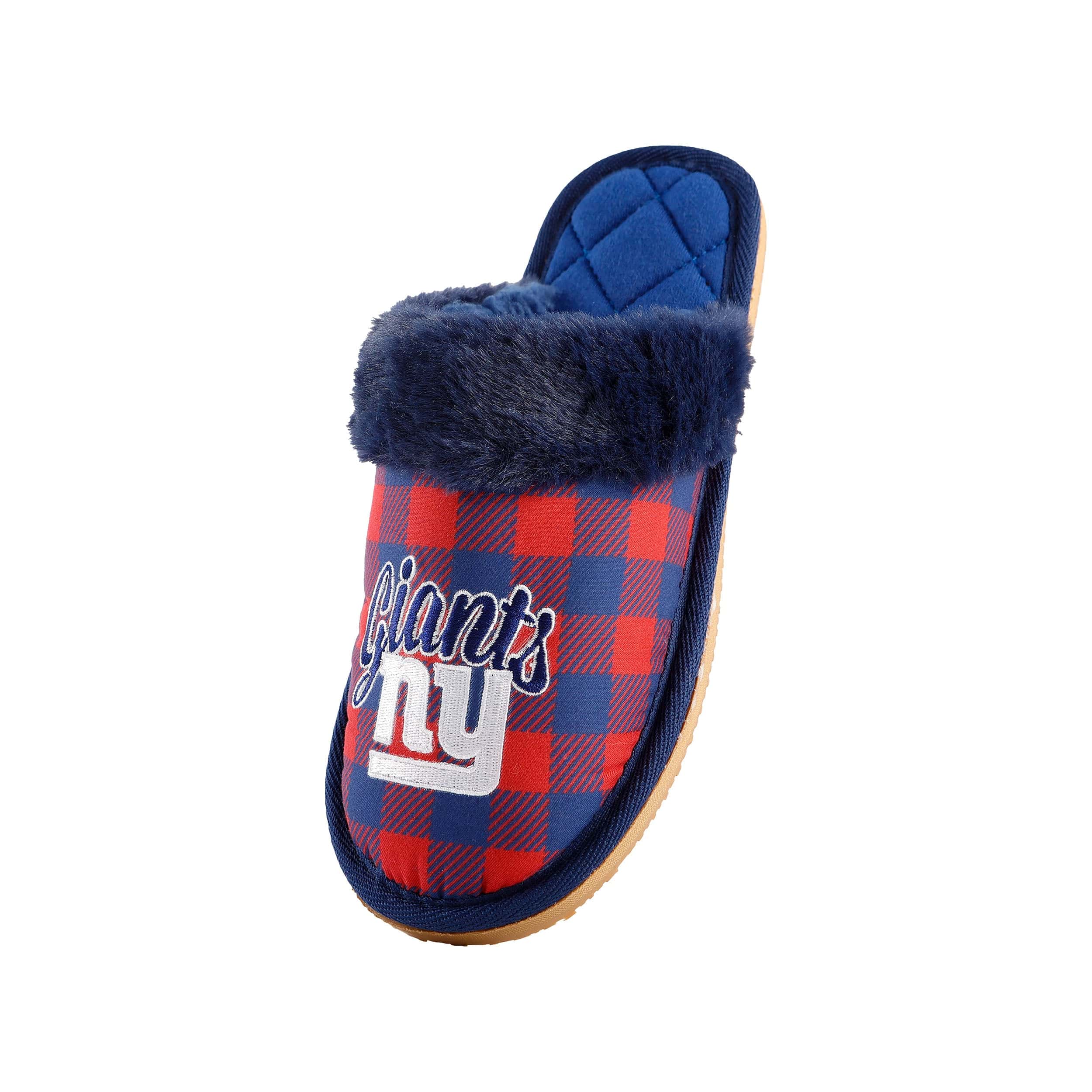 New York Giants NFL Womens Plaid Sherpa Mule Slipper - Image 3