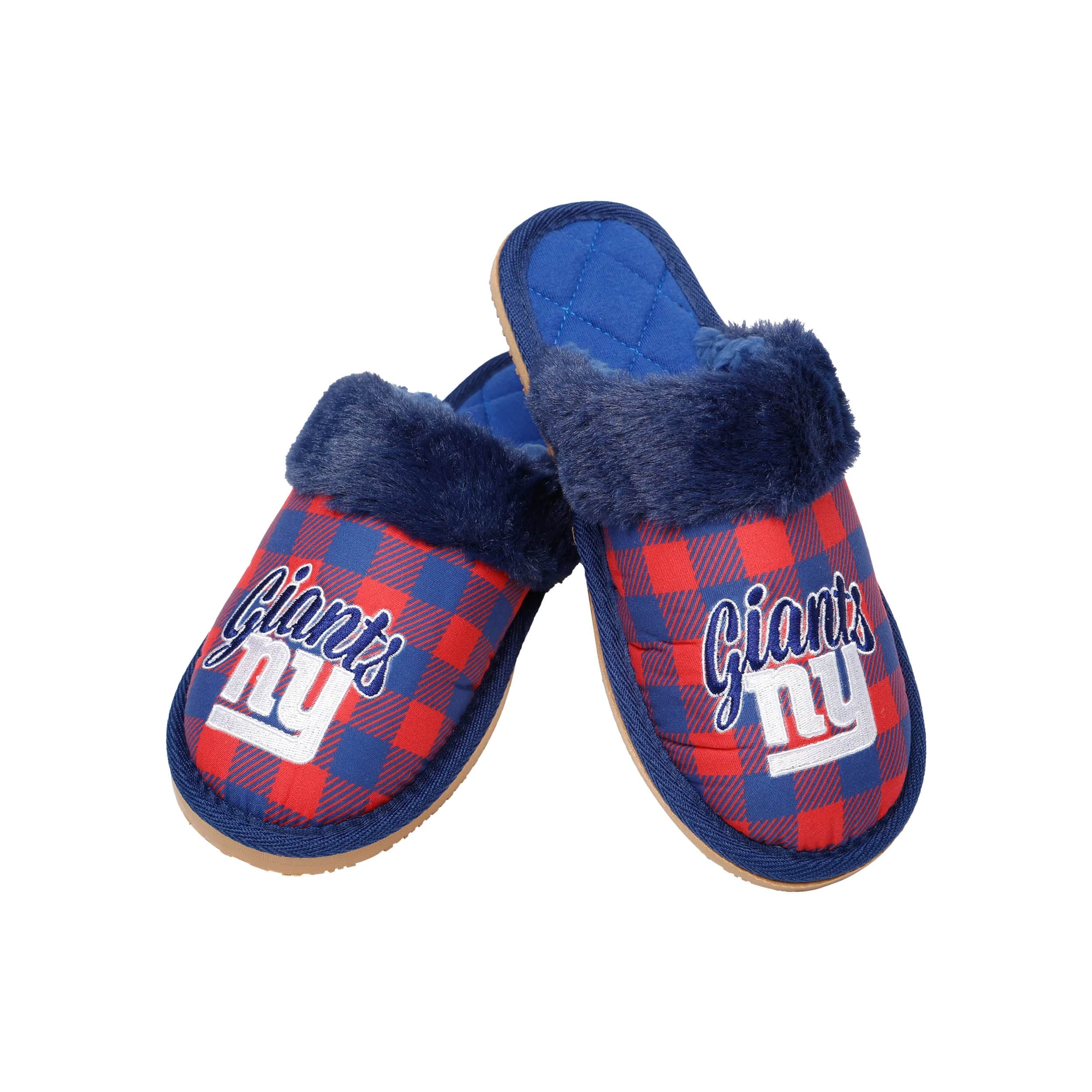 New York Giants NFL Womens Plaid Sherpa Mule Slipper - Image 4