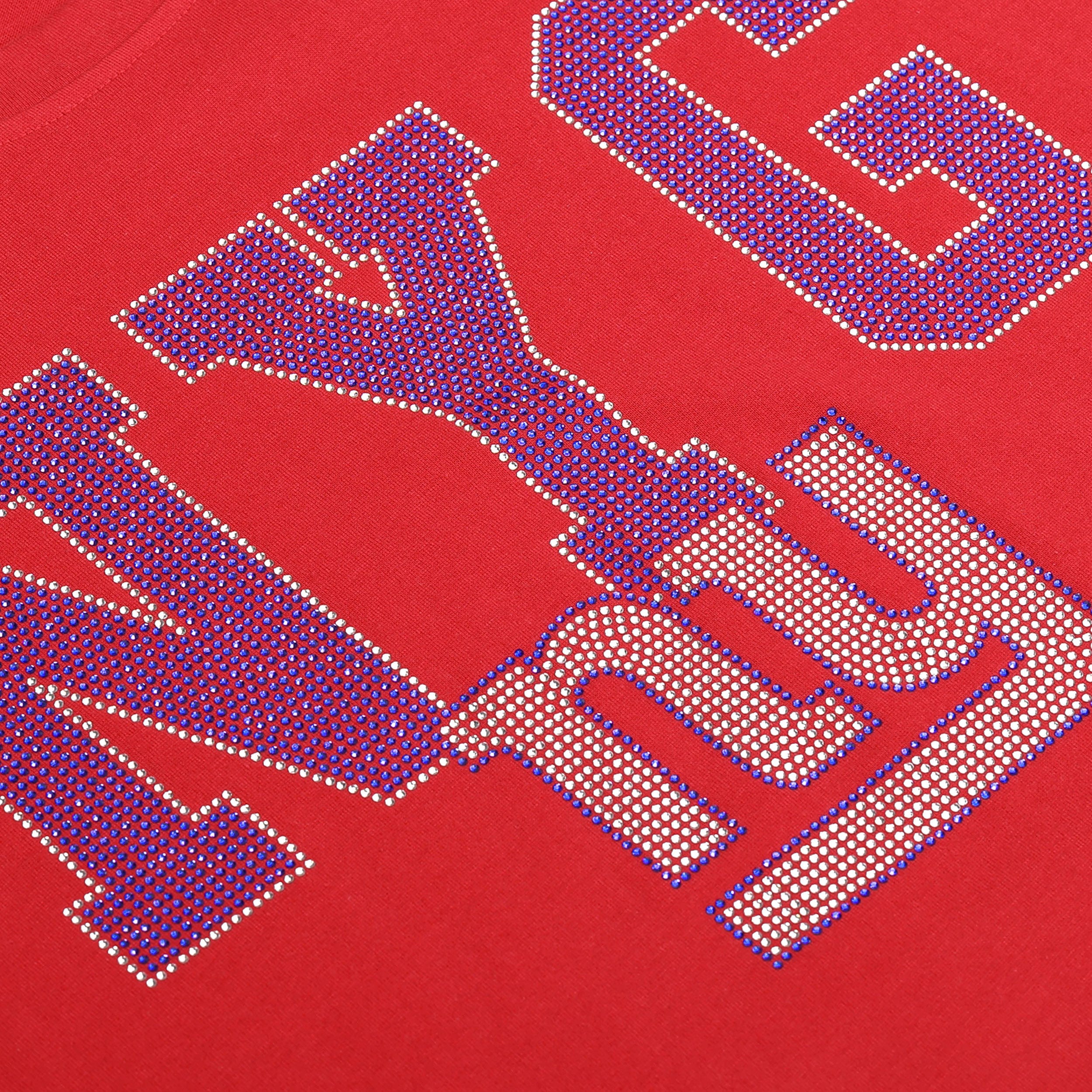 New York Giants NFL Womens Rhinestone Logo Crop Top - Image 2