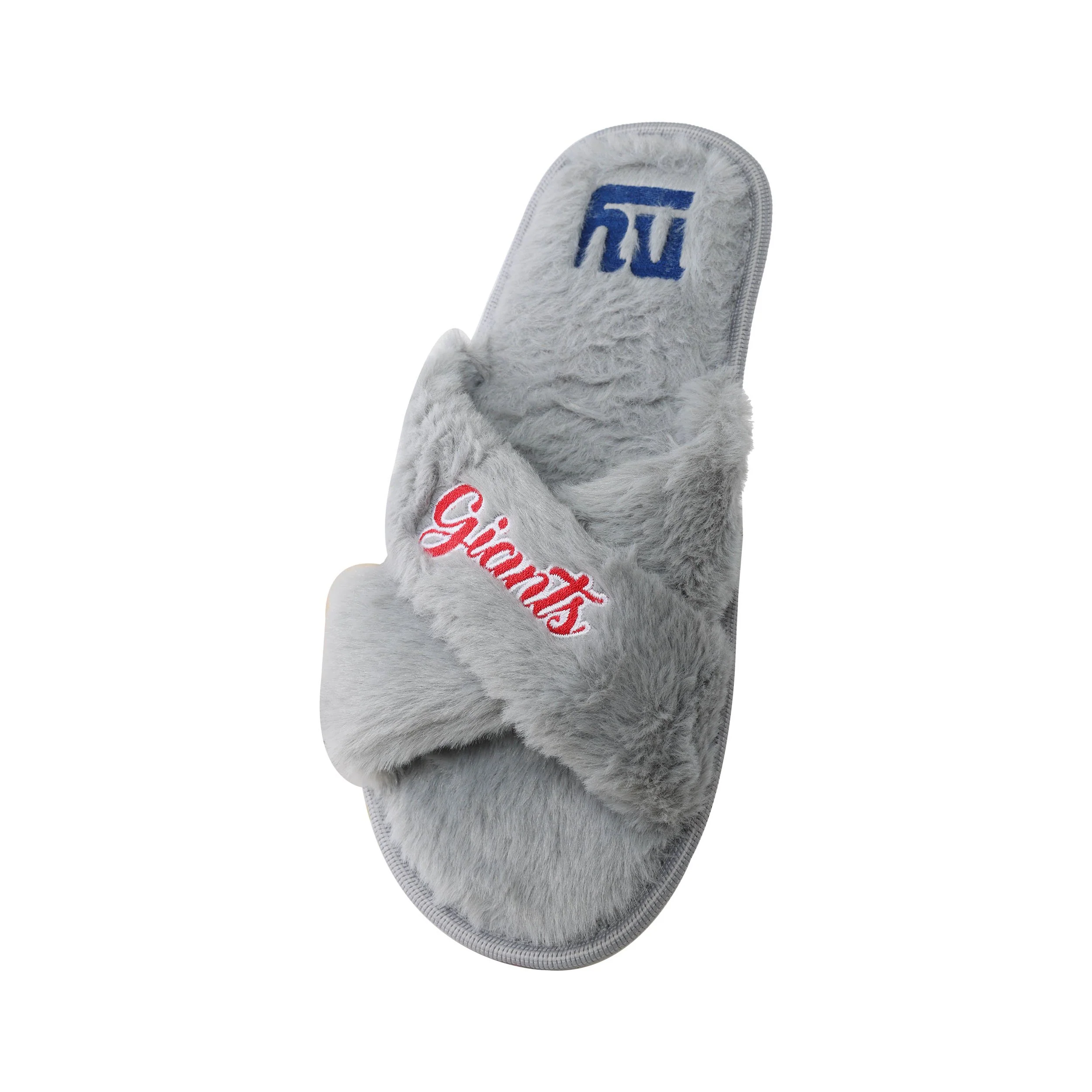 New York Giants NFL Womens Script Wordmark Fur Cross Slide - Image 3