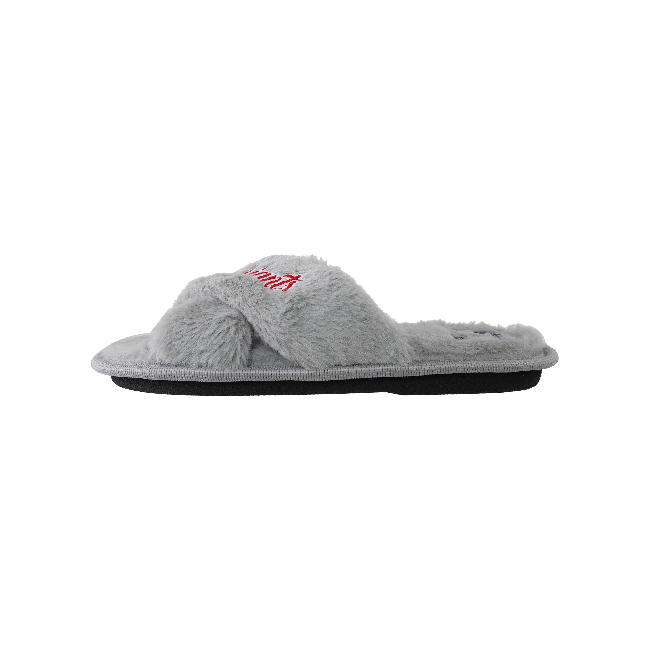 New York Giants NFL Womens Script Wordmark Fur Cross Slide - Image 4