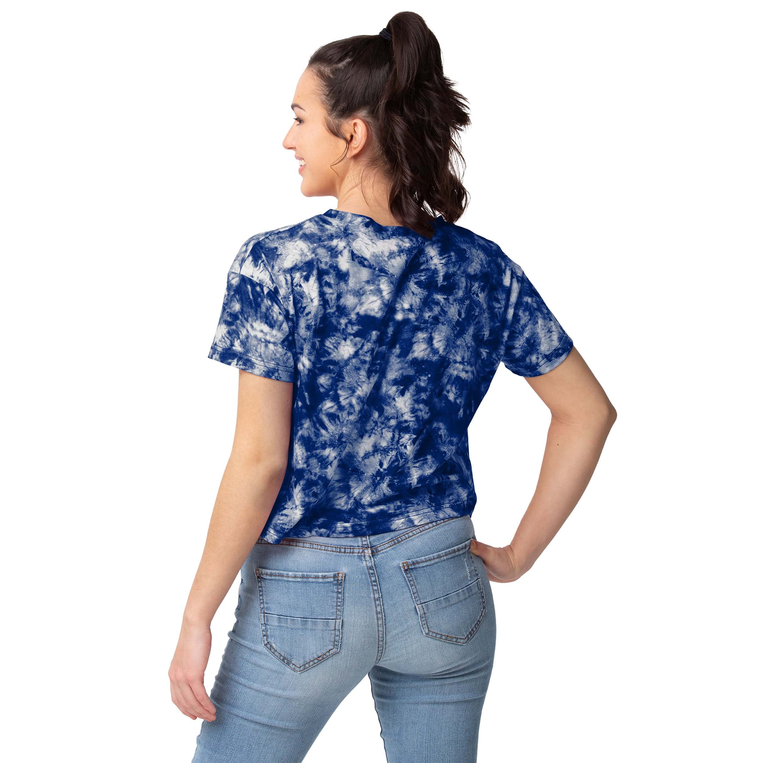 New York Giants NFL Womens Tie-Dye Big Logo Crop Top - Image 2