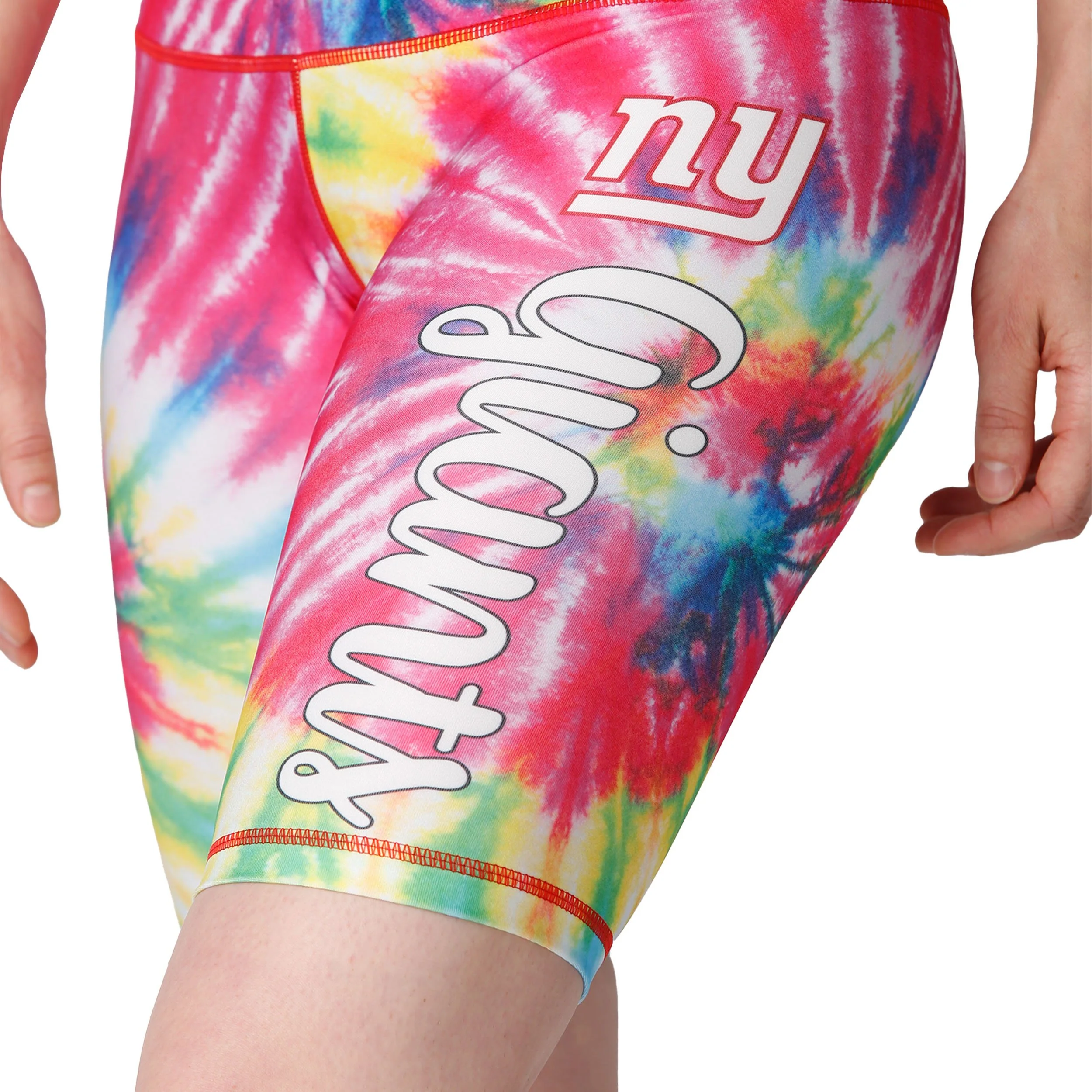 New York Giants NFL Womens Tie-Dye Bike Shorts - Image 3