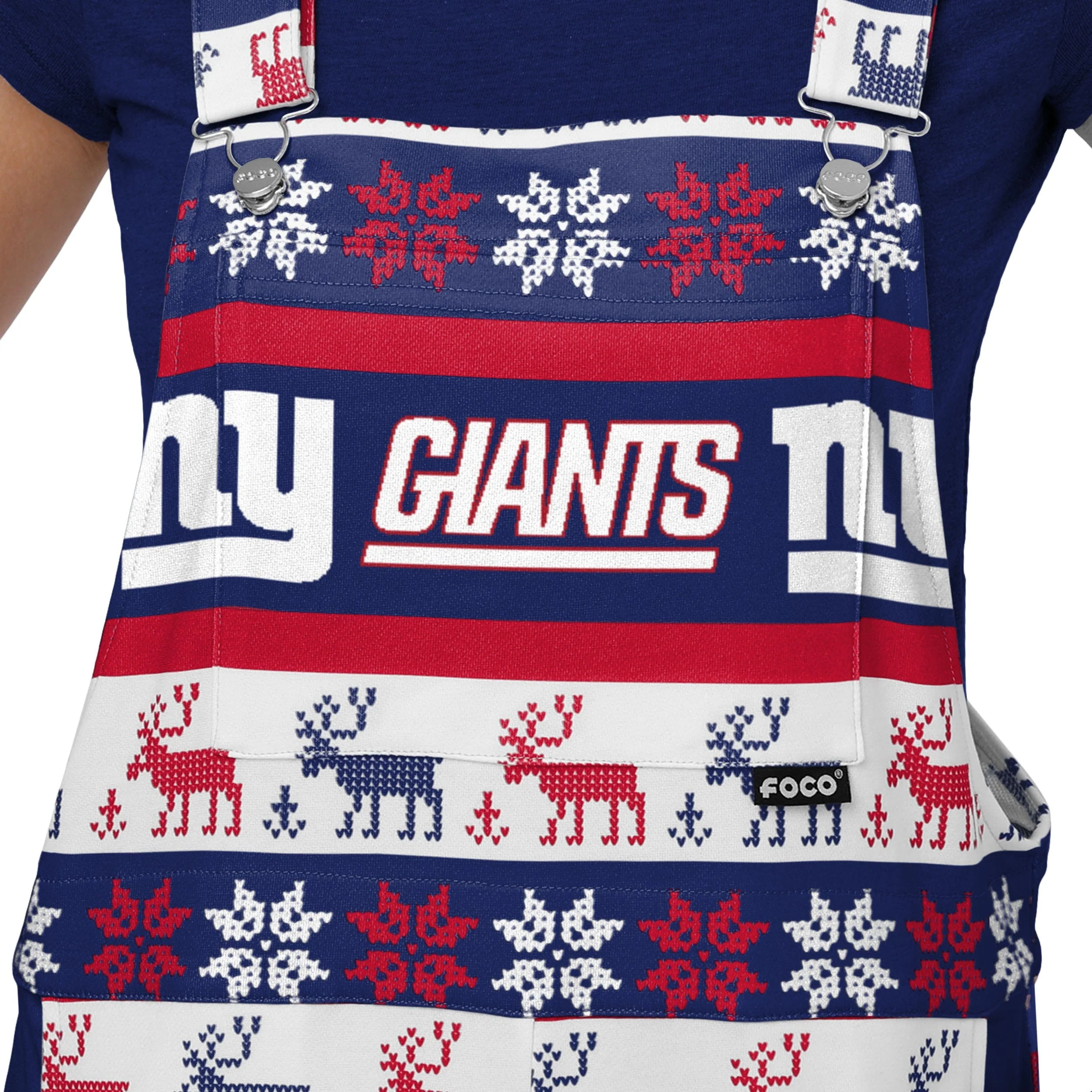 New York Giants NFL Womens Ugly Home Gating Bib Overalls - Image 4