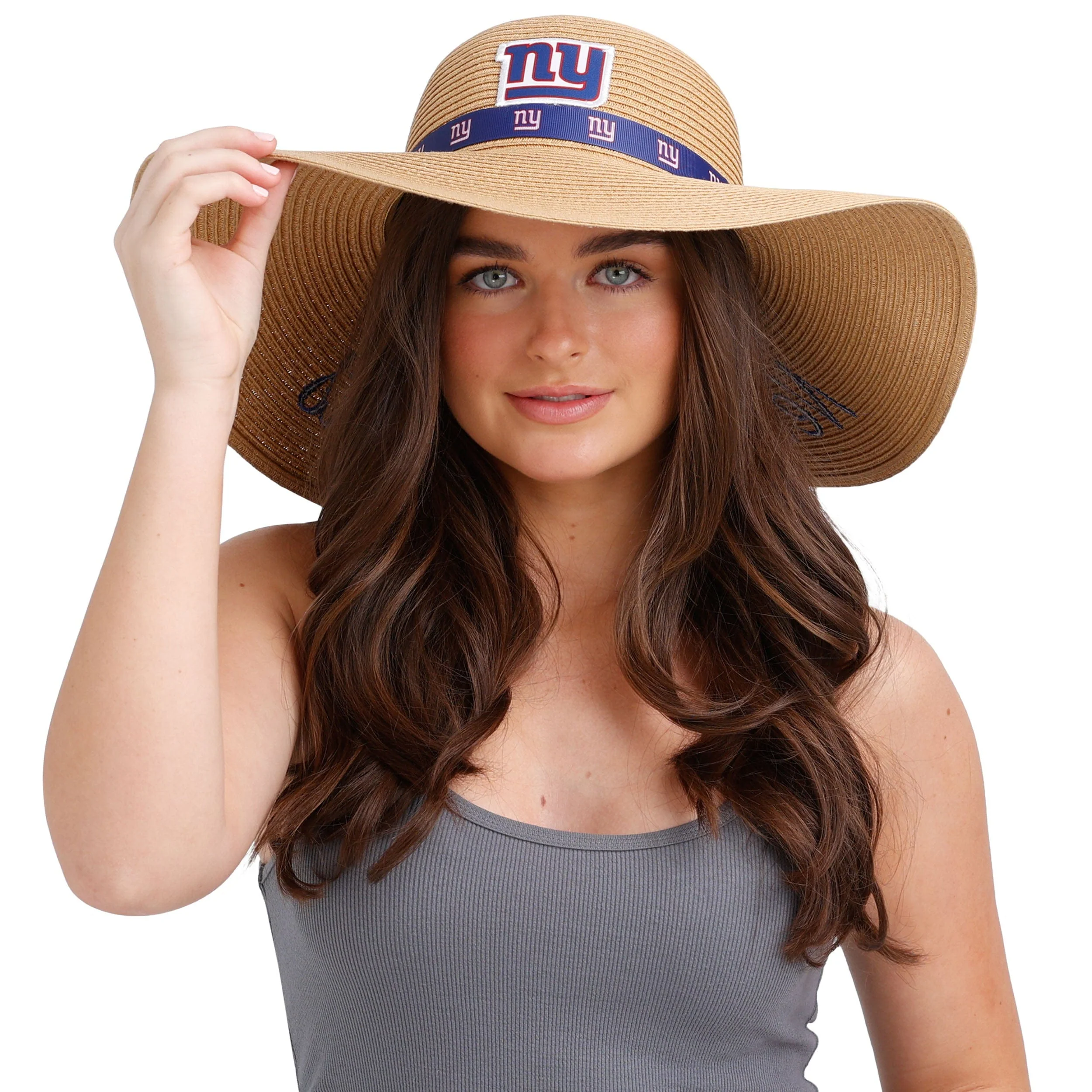 New York Giants NFL Womens Wordmark Beach Straw Hat - Image 3
