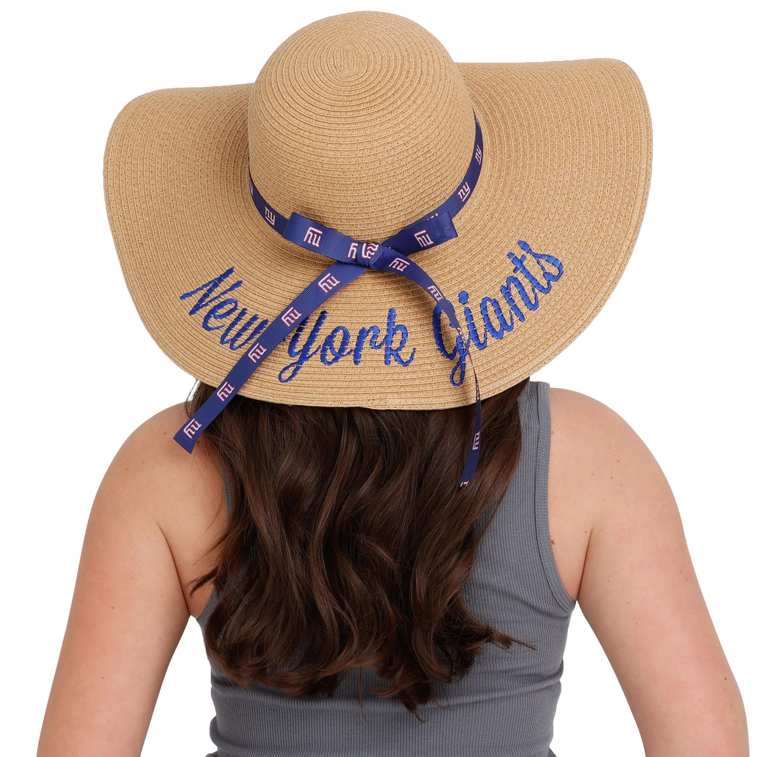 New York Giants NFL Womens Wordmark Beach Straw Hat - Image 4
