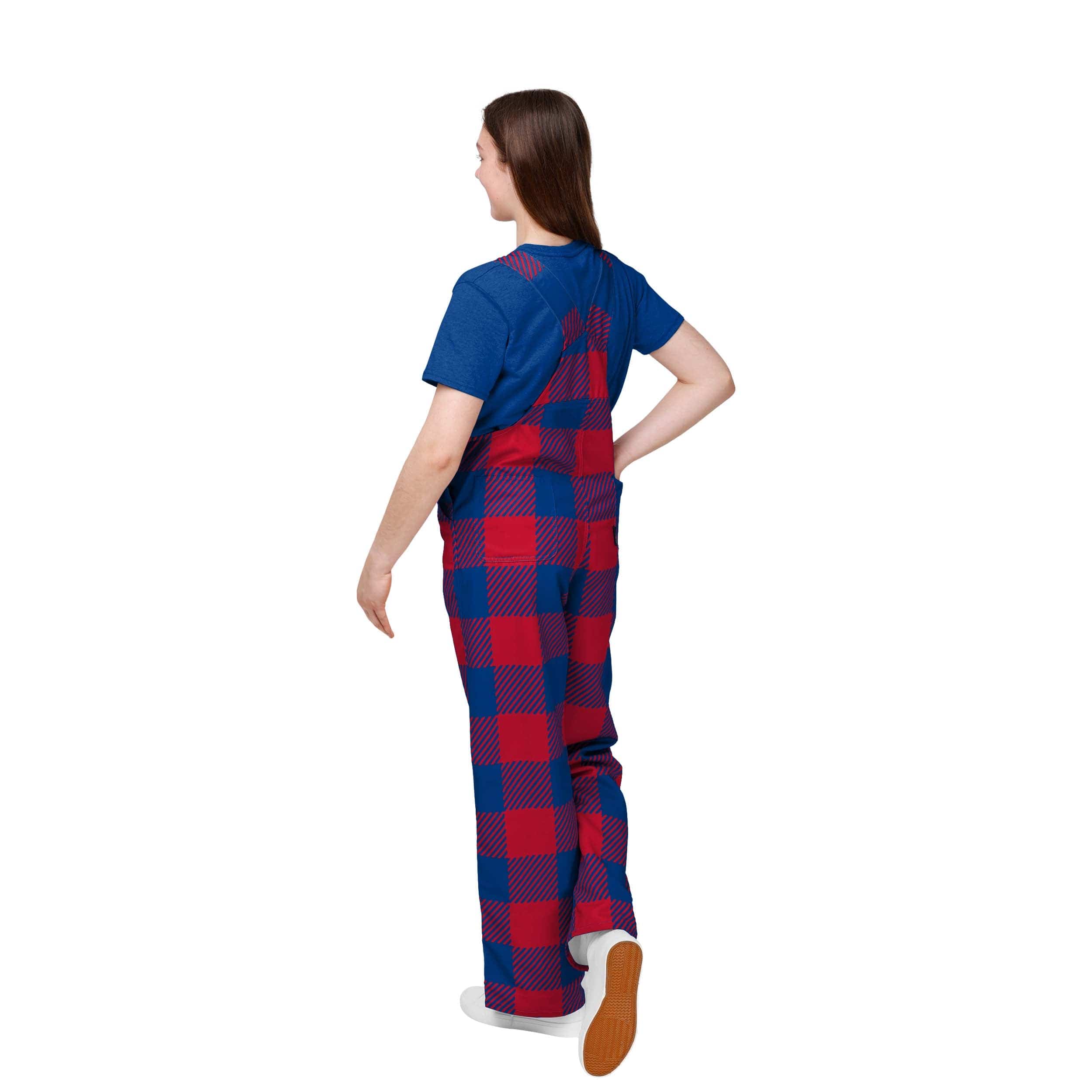 New York Giants NFL Youth Plaid Bib Overalls - Image 2
