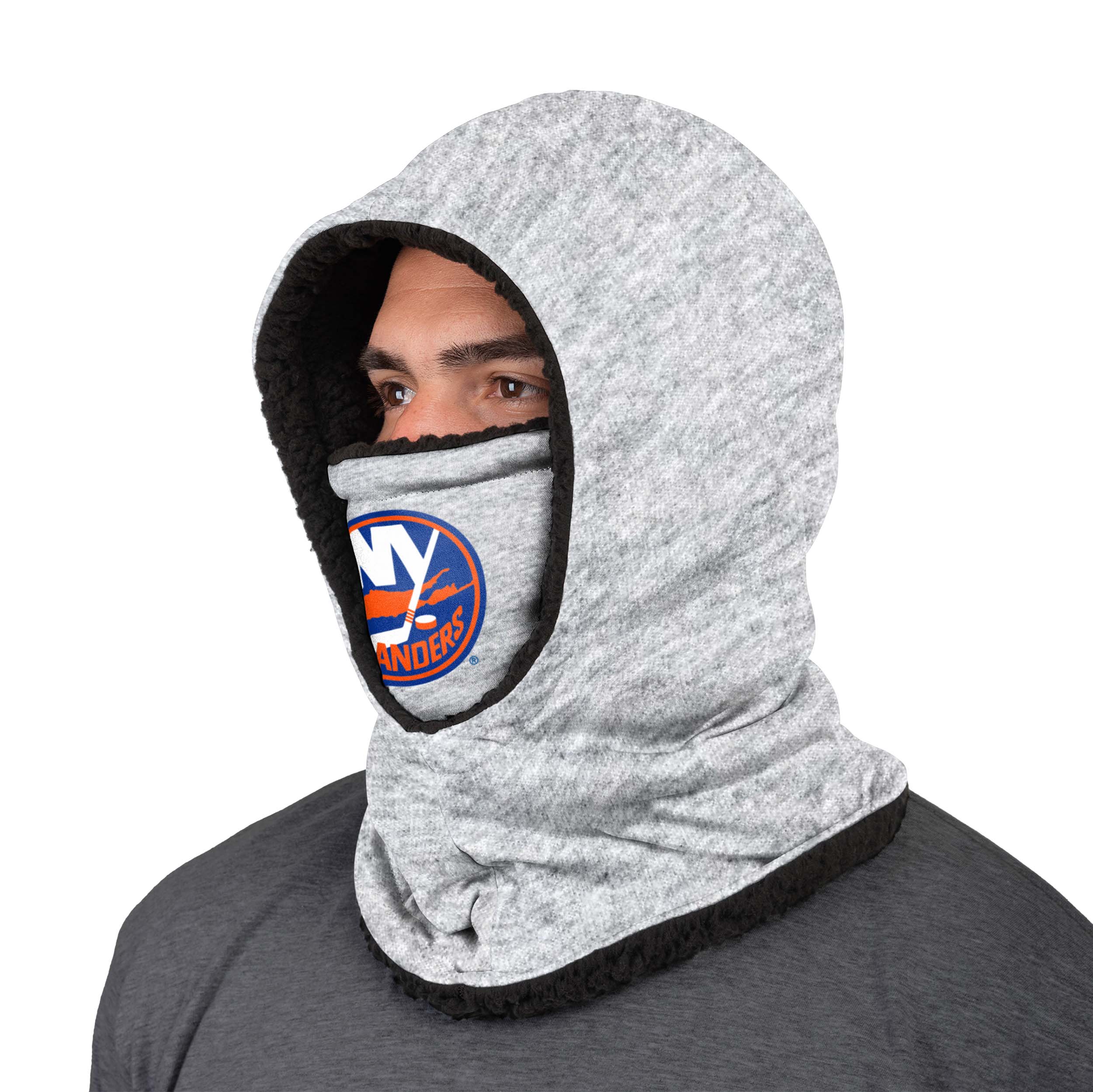 New York Islanders NHL Heather Grey Big Logo Hooded Gaiter - Image 2