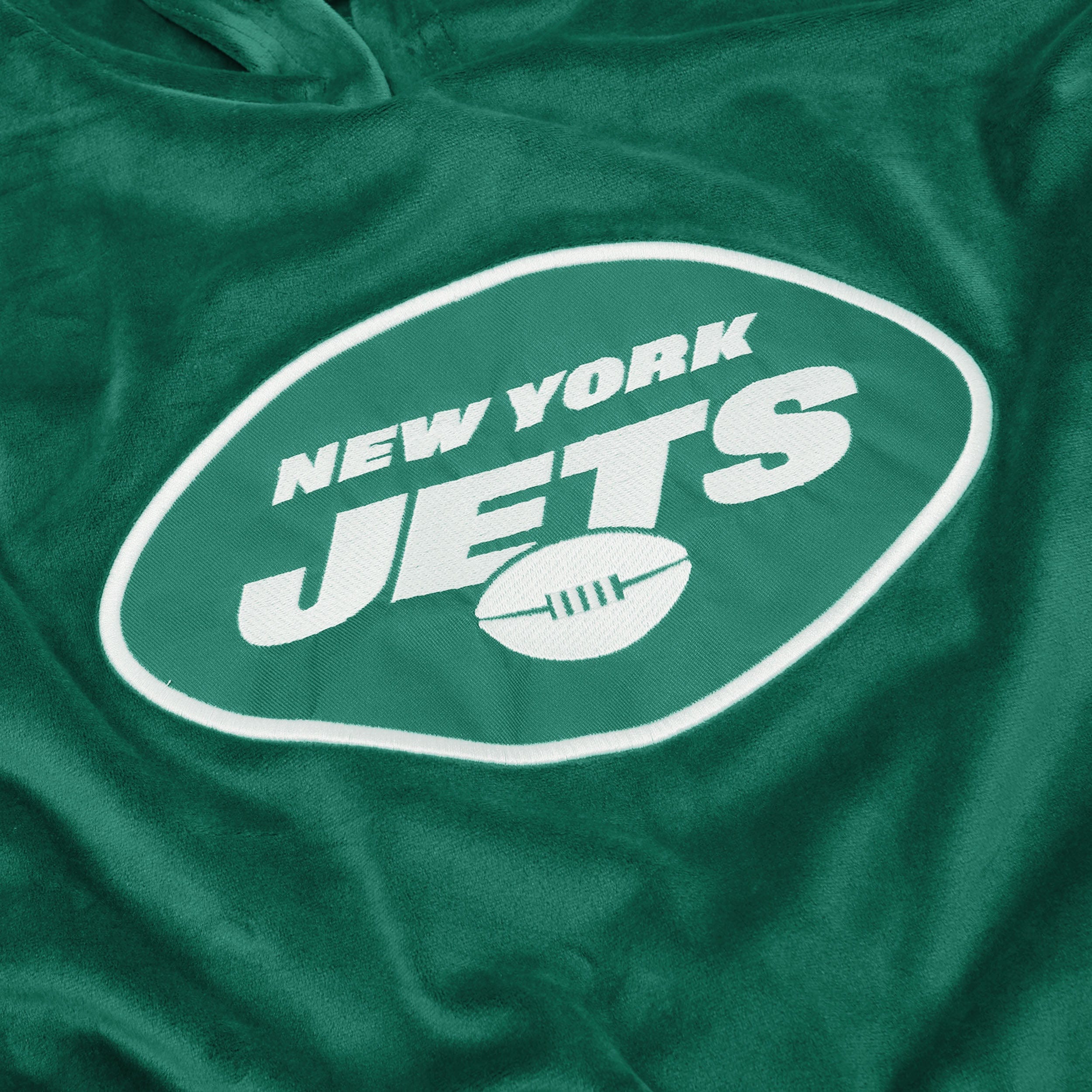 New York Jets NFL 2019 Retro Mens Velour Hooded Sweatshirt - Image 4