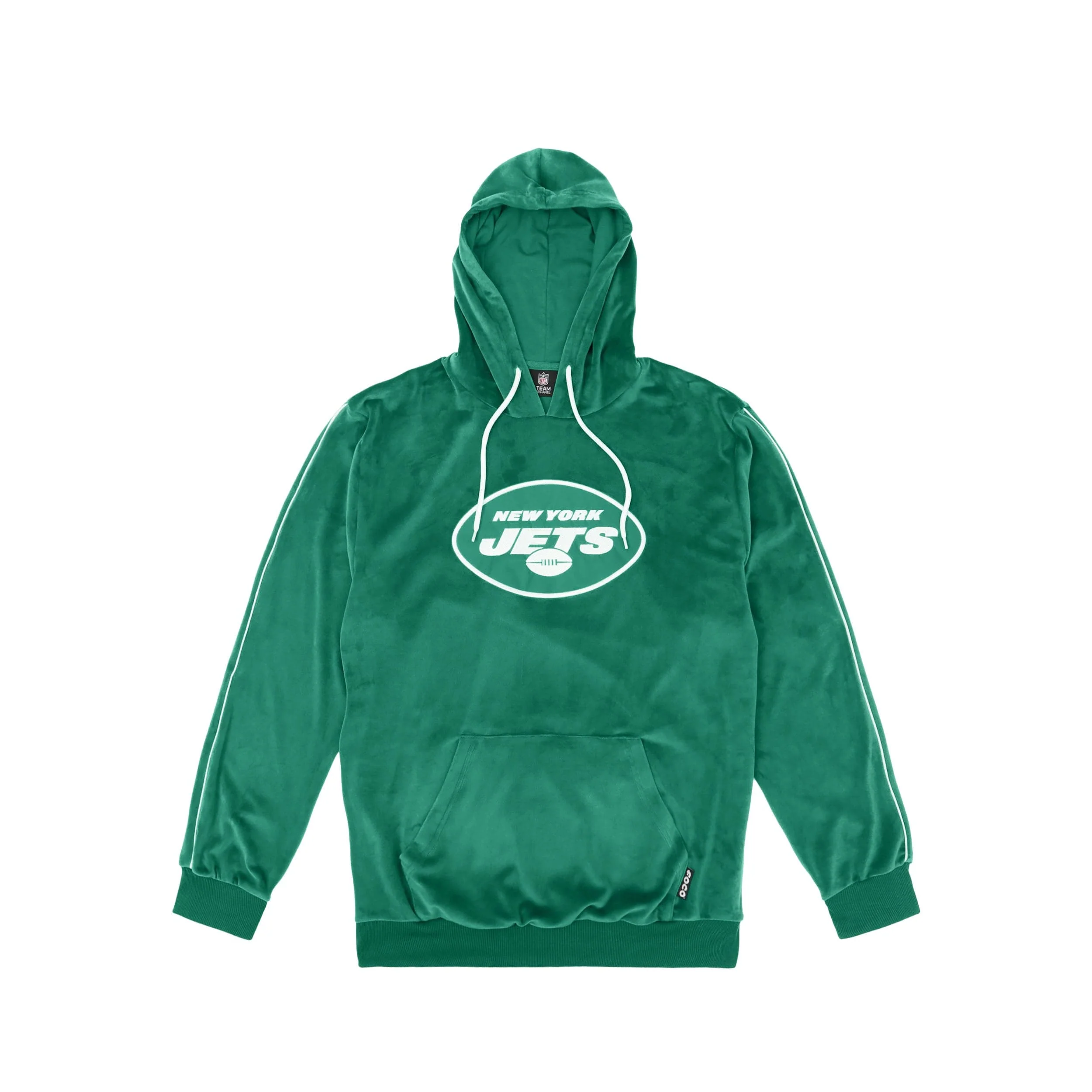 New York Jets NFL 2019 Retro Mens Velour Hooded Sweatshirt - Image 5