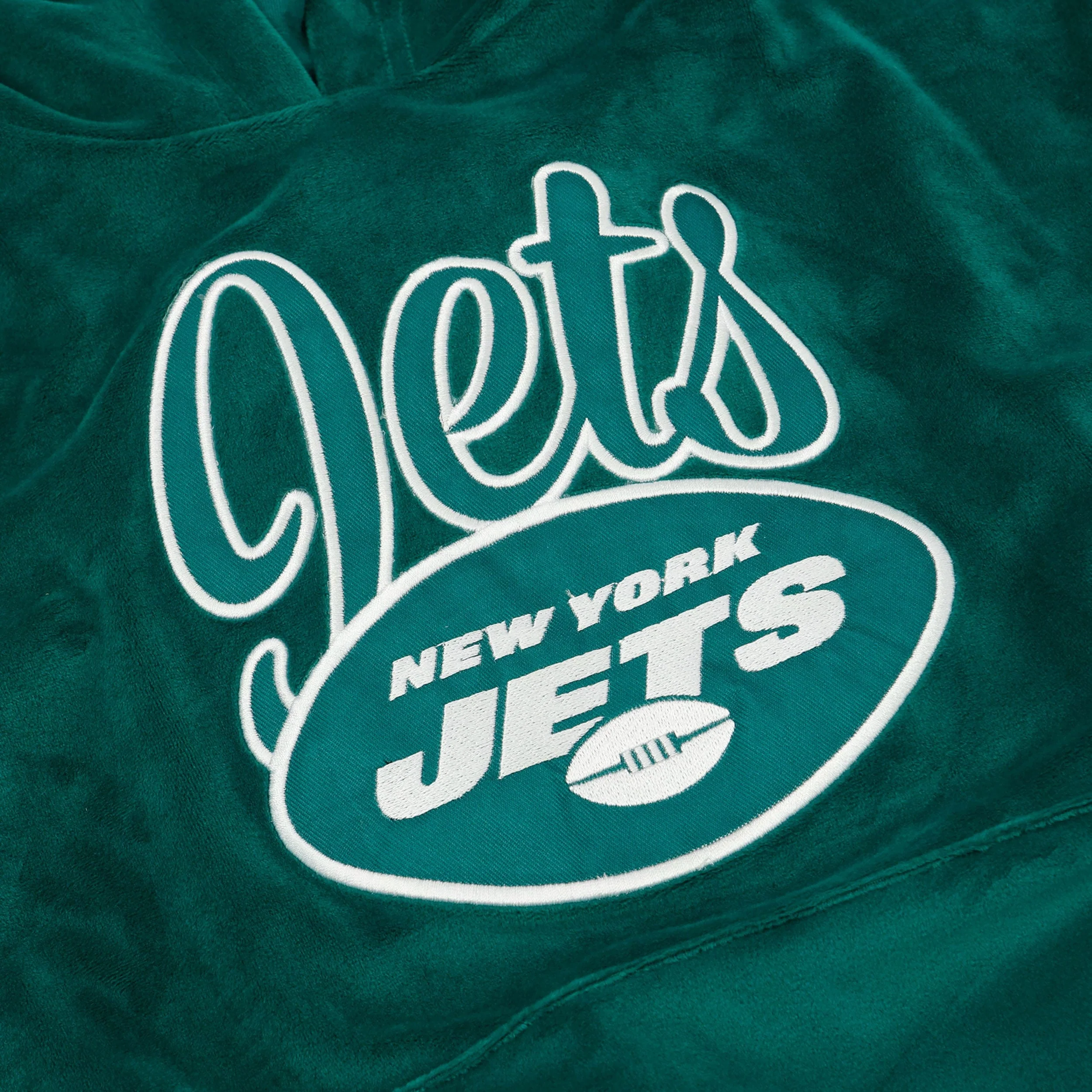 New York Jets NFL 2019 Retro Womens Velour Hooded Sweatshirt - Image 3