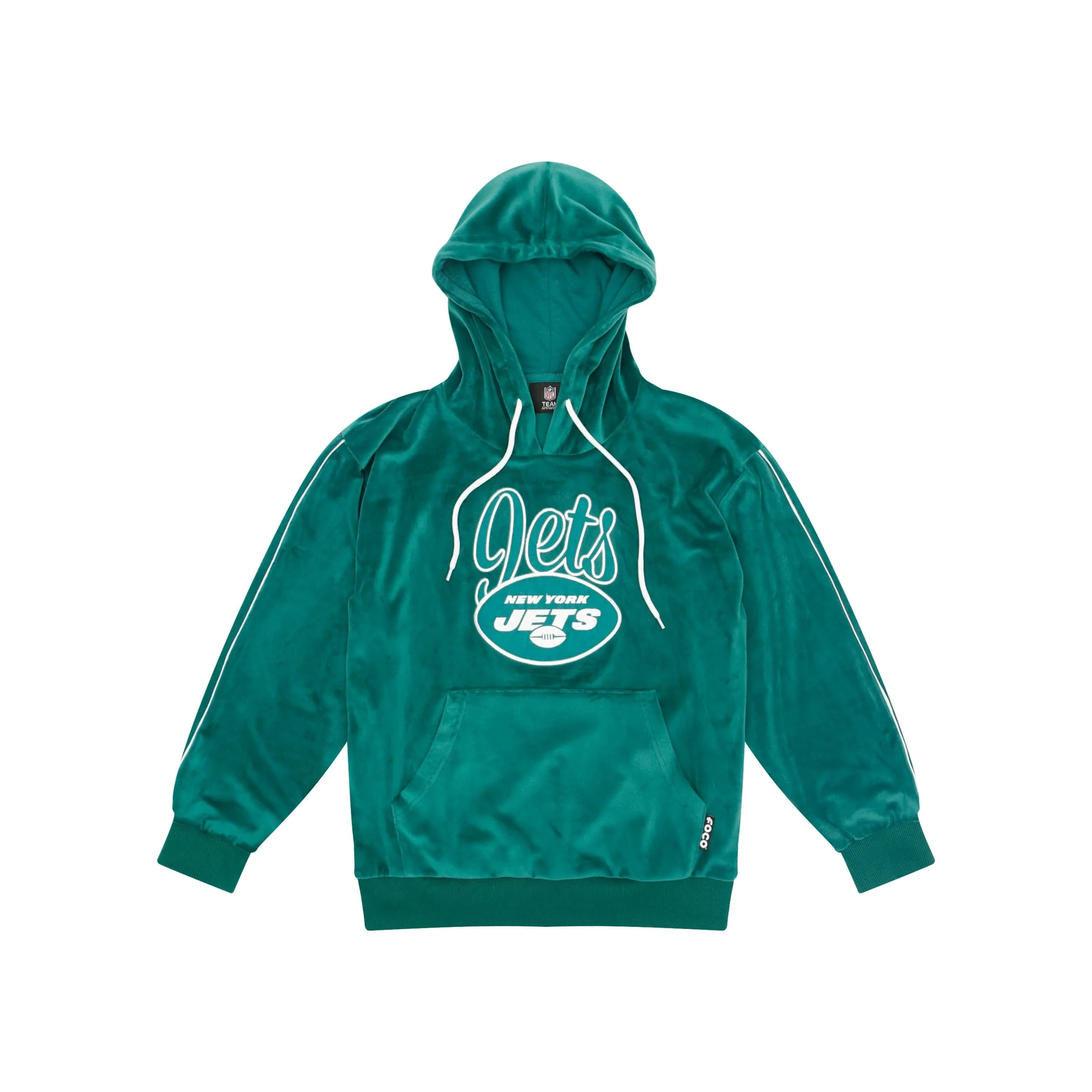 New York Jets NFL 2019 Retro Womens Velour Hooded Sweatshirt - Image 4