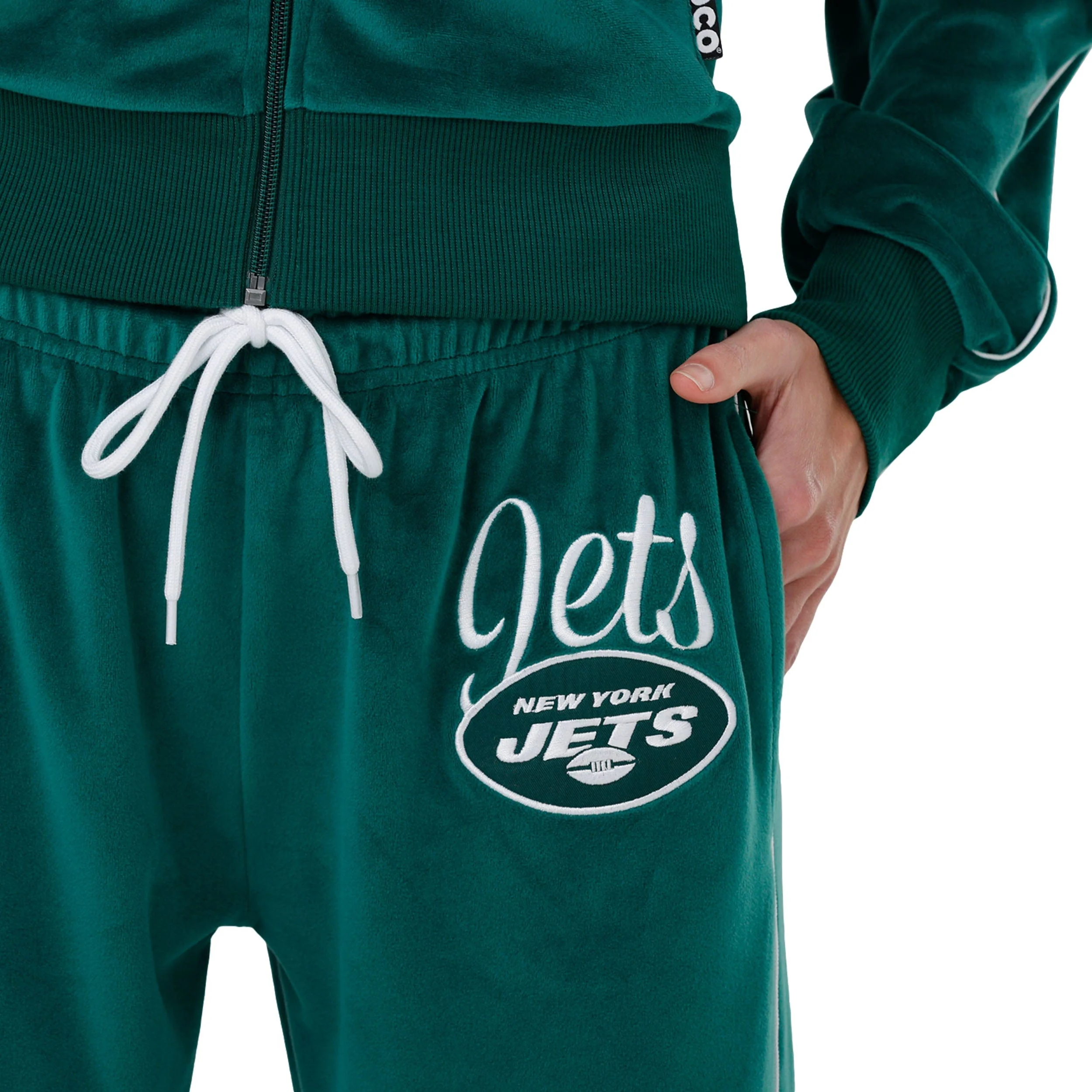 New York Jets NFL 2019 Retro Womens Velour Pants - Image 3
