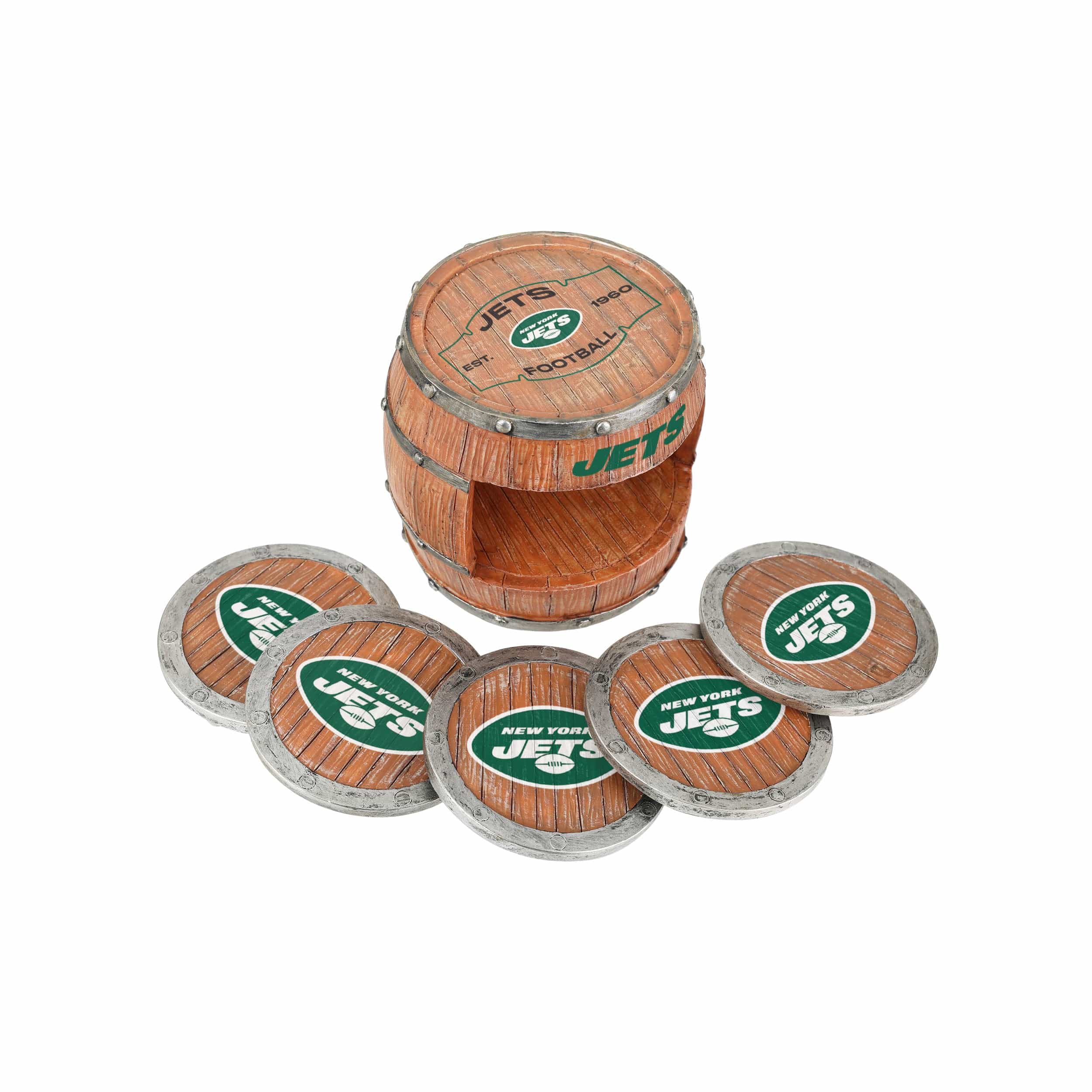 New York Jets NFL 5 Pack Barrel Coaster Set - Image 3