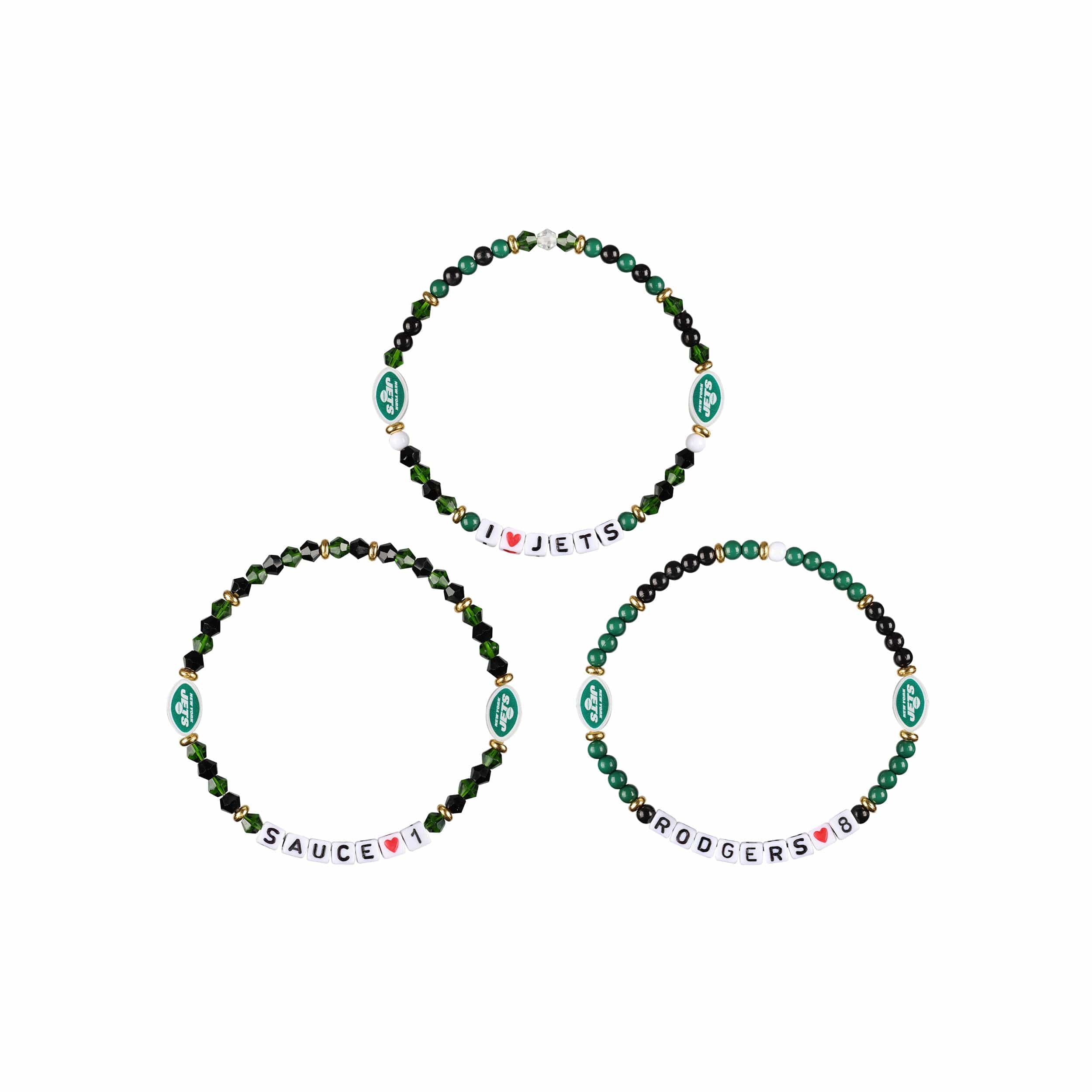 New York Jets NFL Aaron Rodgers & Sauce Gardner 3 Pack Player Friendship Bracelet - Image 3